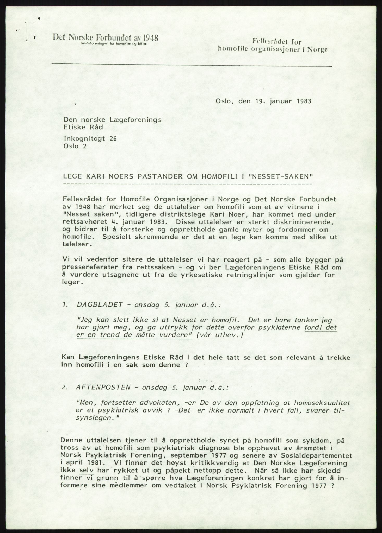 Sosialdepartementet, Helsedirektoratet, Kontoret for psykiatri, H4, RA/S-1286/D/Dc/L0611/0002: Sakarkiv / Homofili, 1962-1983, p. 10