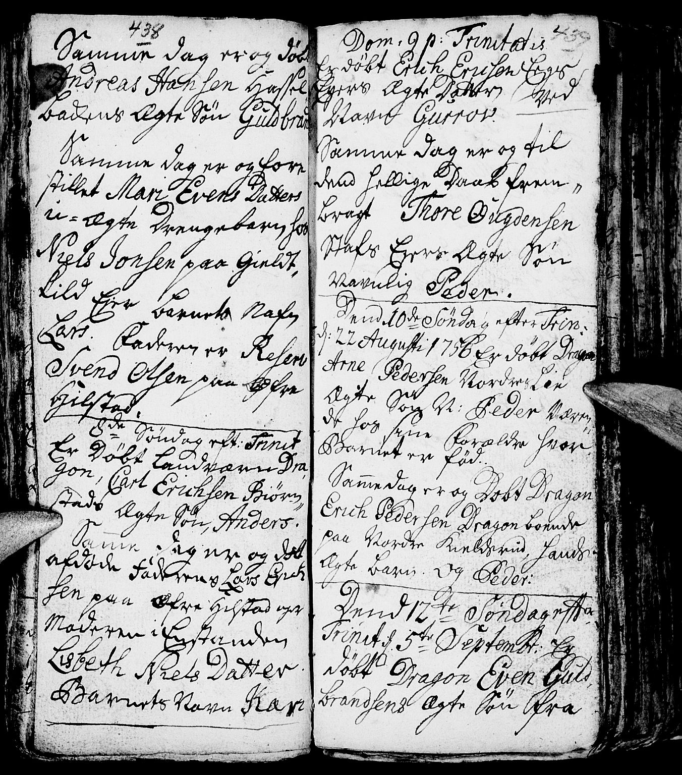 Nes prestekontor, Hedmark, AV/SAH-PREST-020/L/La/L0001: Parish register (copy) no. 1, 1663-1784, p. 438-439