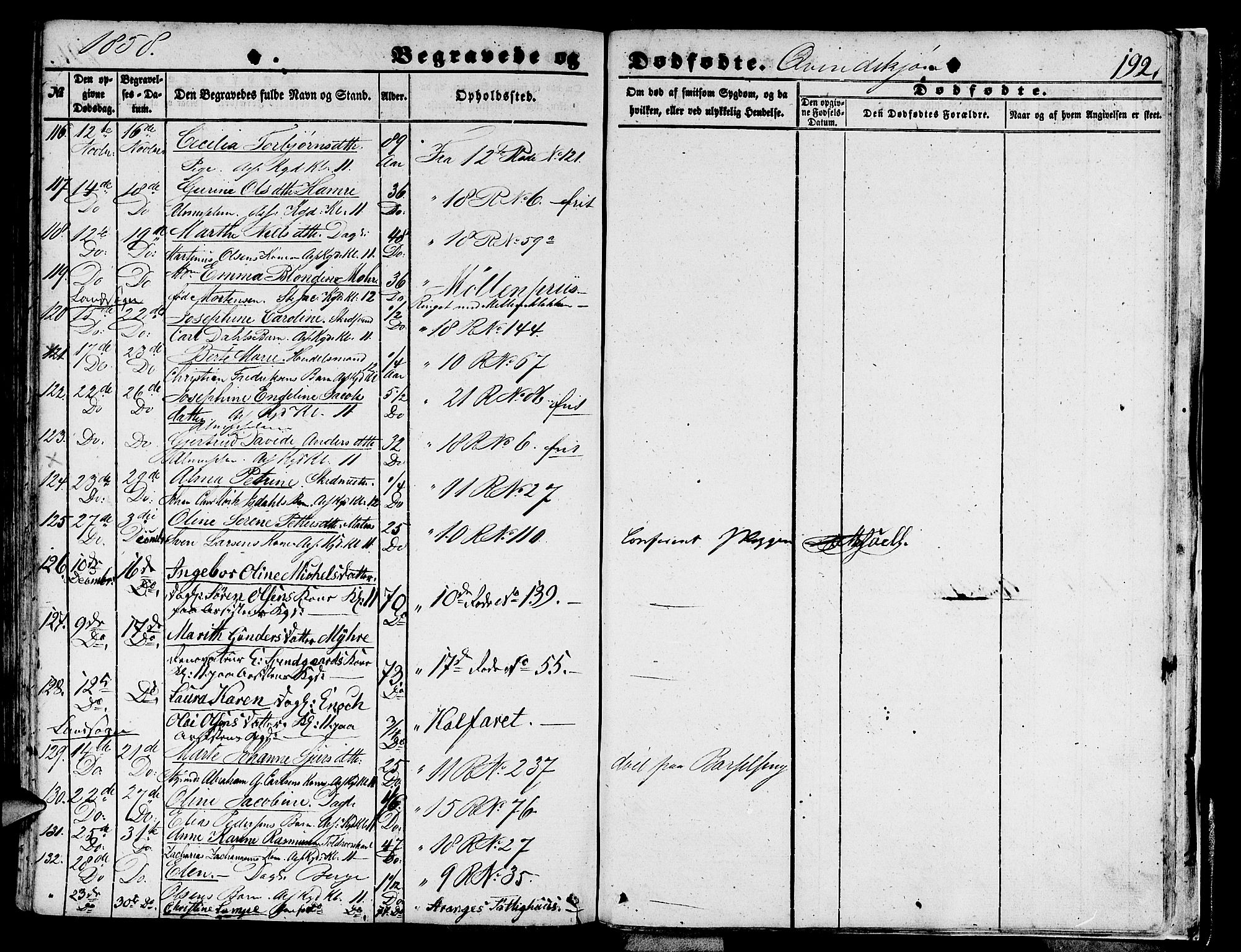 Domkirken sokneprestembete, AV/SAB-A-74801/H/Hab/L0038: Parish register (copy) no. E 2, 1847-1859, p. 192