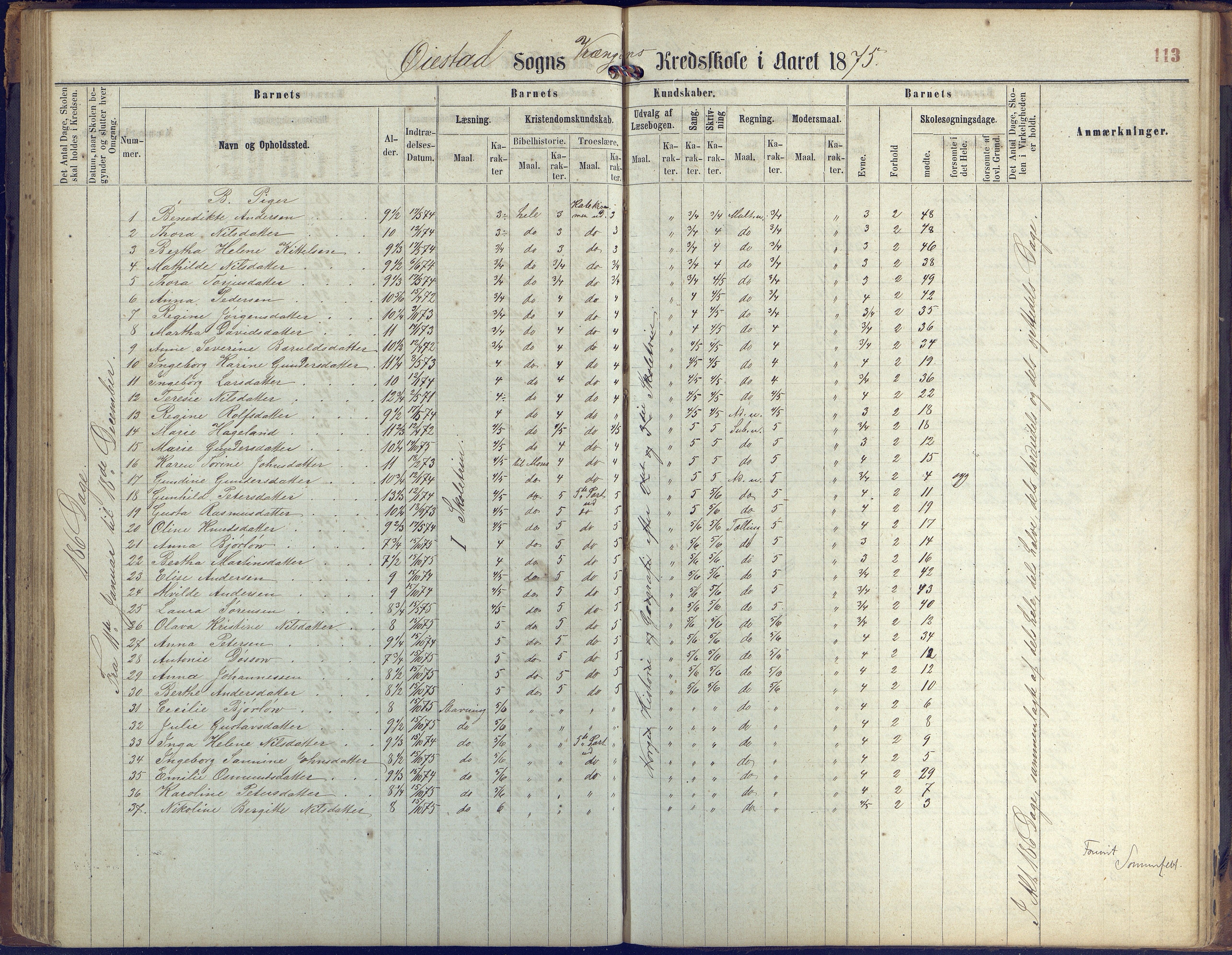 Øyestad kommune frem til 1979, AAKS/KA0920-PK/06/06K/L0005: Protokoll, 1863-1880, p. 113