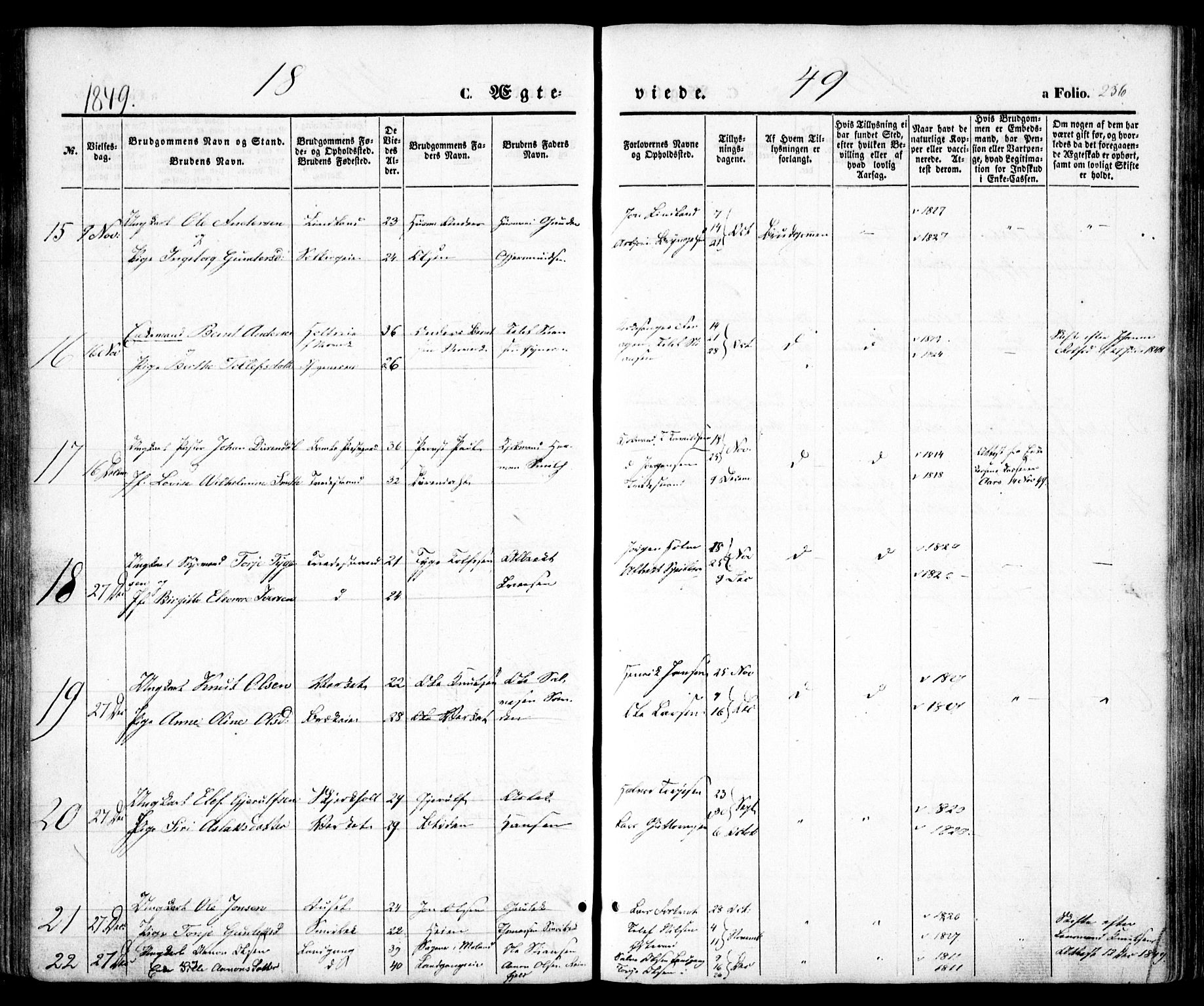 Holt sokneprestkontor, SAK/1111-0021/F/Fa/L0008: Parish register (official) no. A 8, 1849-1860, p. 236