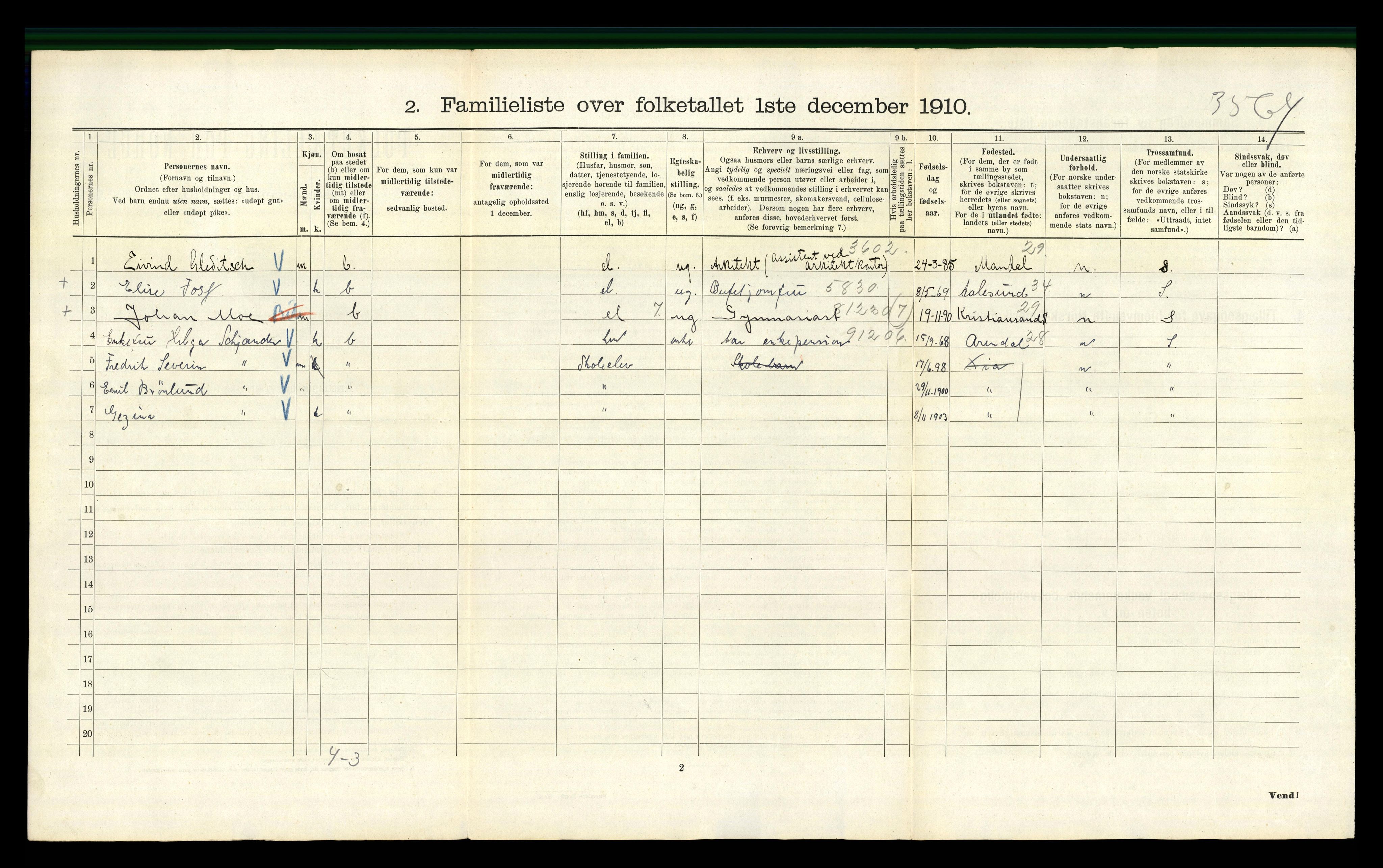 RA, 1910 census for Kristiania, 1910, p. 33912