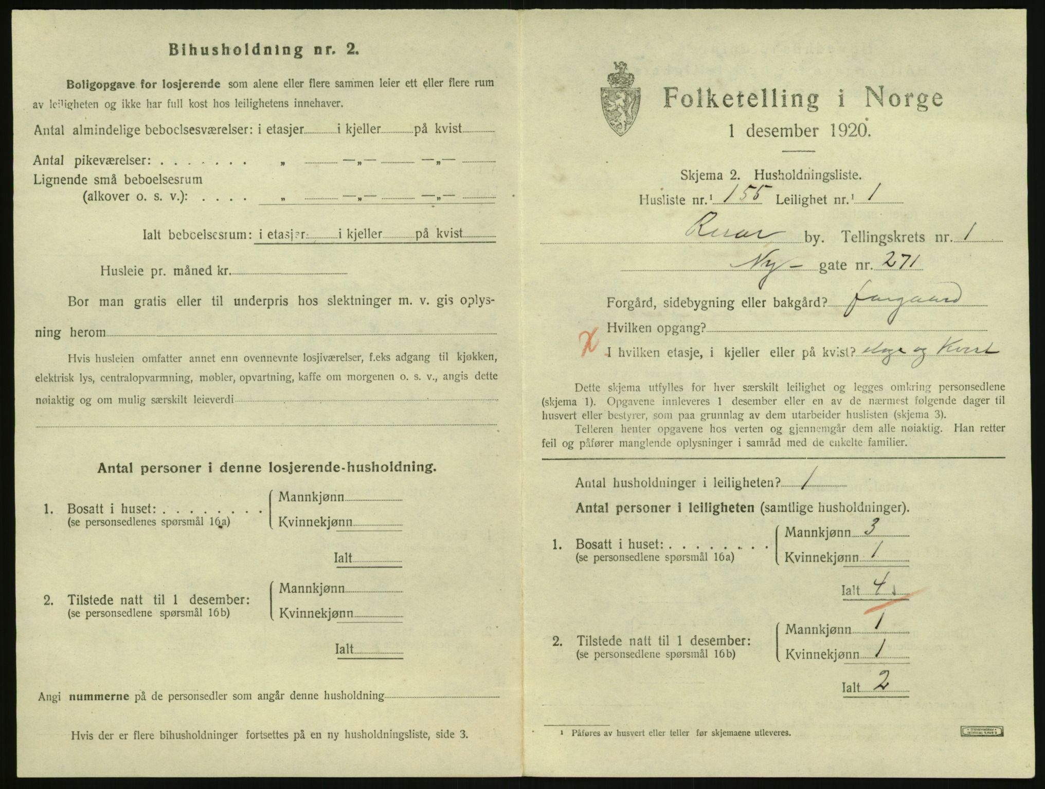 SAK, 1920 census for Risør, 1920, p. 1725