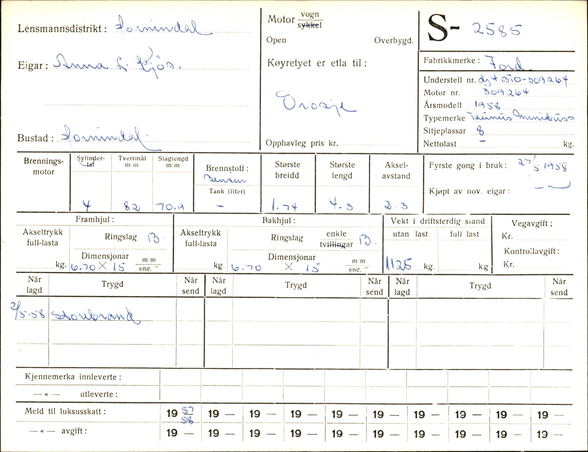 Statens vegvesen, Sogn og Fjordane vegkontor, AV/SAB-A-5301/4/F/L0004: Registerkort utmeldte Fjordane S2500-2700, S7200-7899, 1930-1961, p. 131