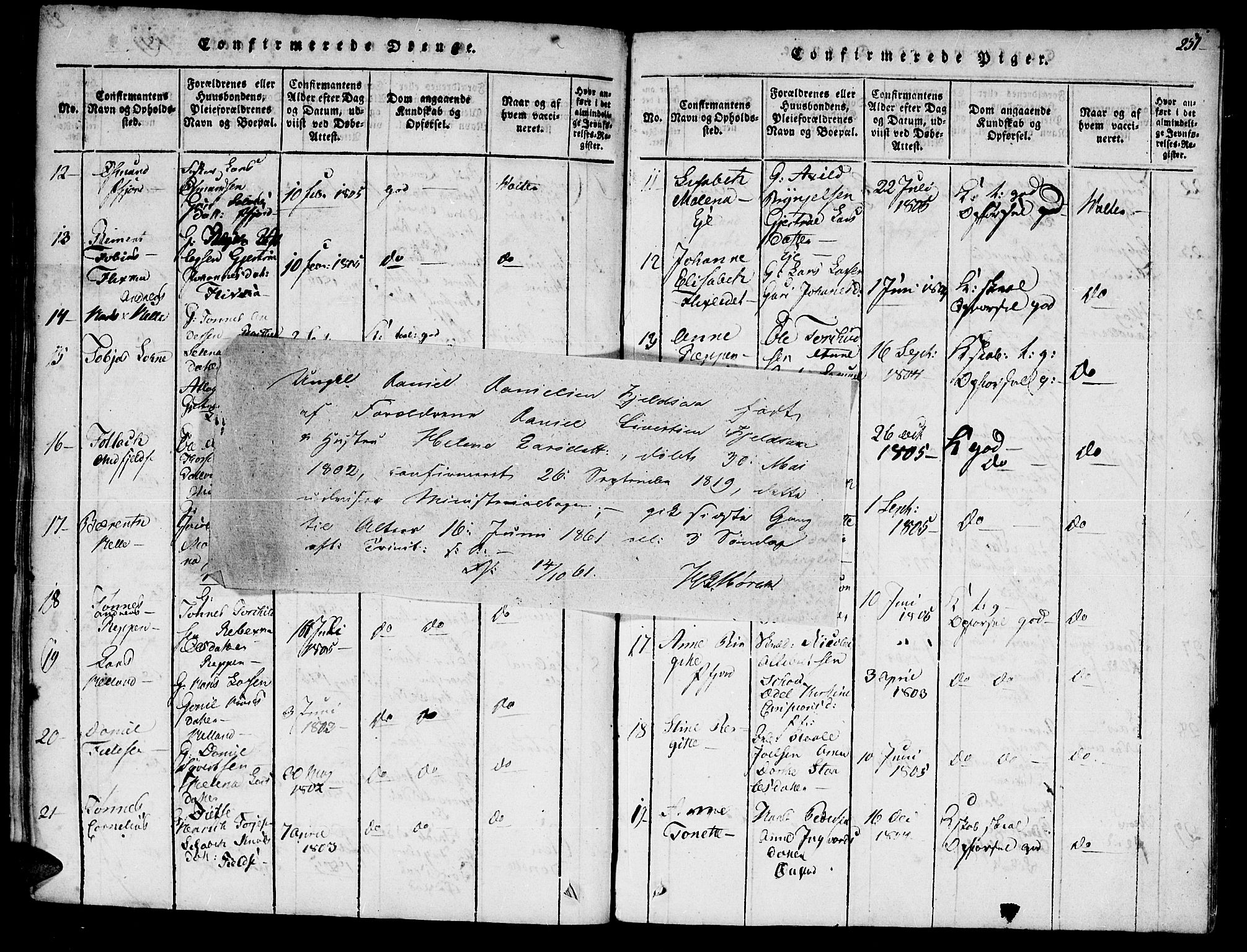 Flekkefjord sokneprestkontor, SAK/1111-0012/F/Fa/Fac/L0002: Parish register (official) no. A 2, 1815-1826, p. 251