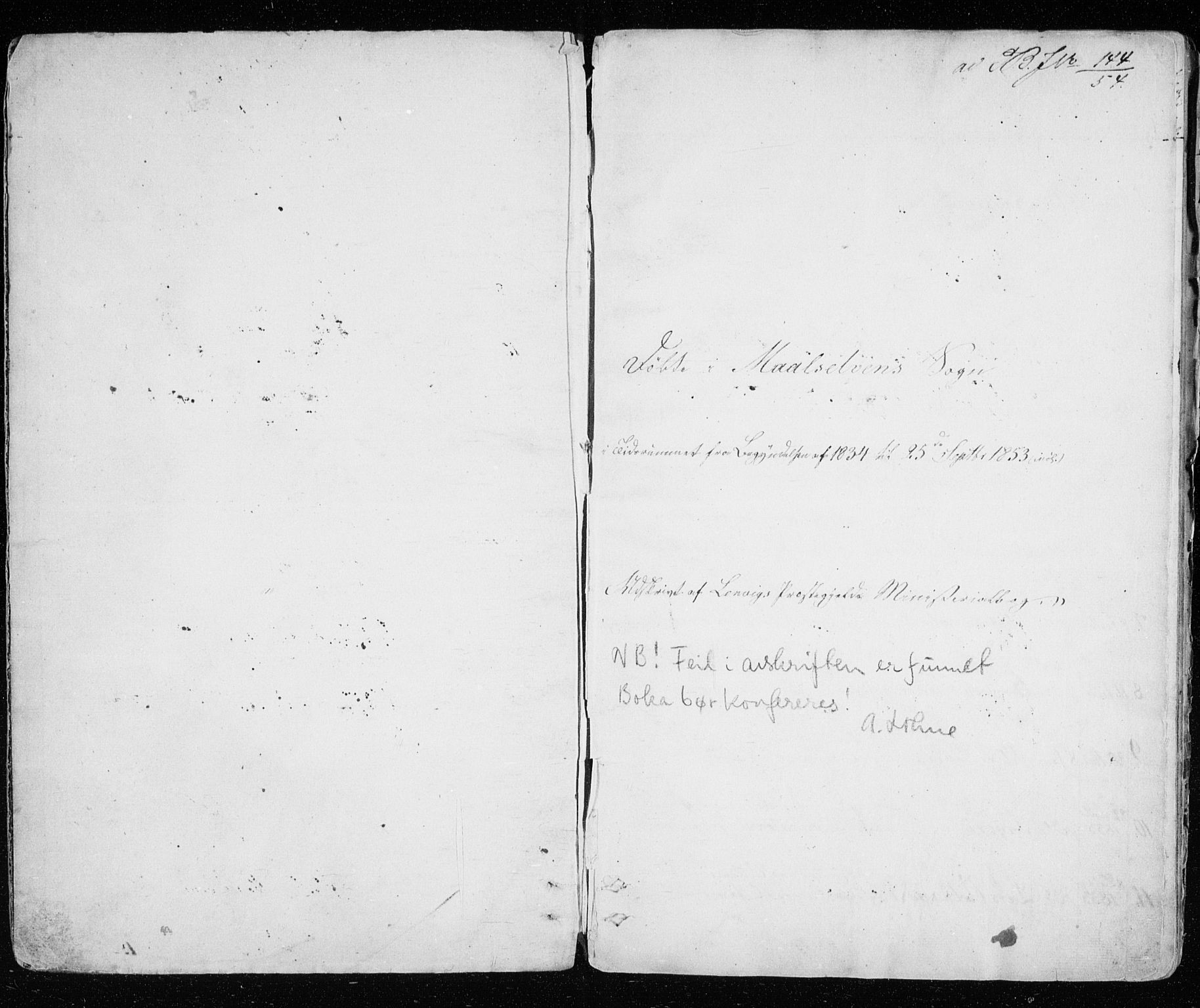 Målselv sokneprestembete, SATØ/S-1311/G/Ga/Gaa/L0001kirke: Parish register (official) no. 1, 1834-1853
