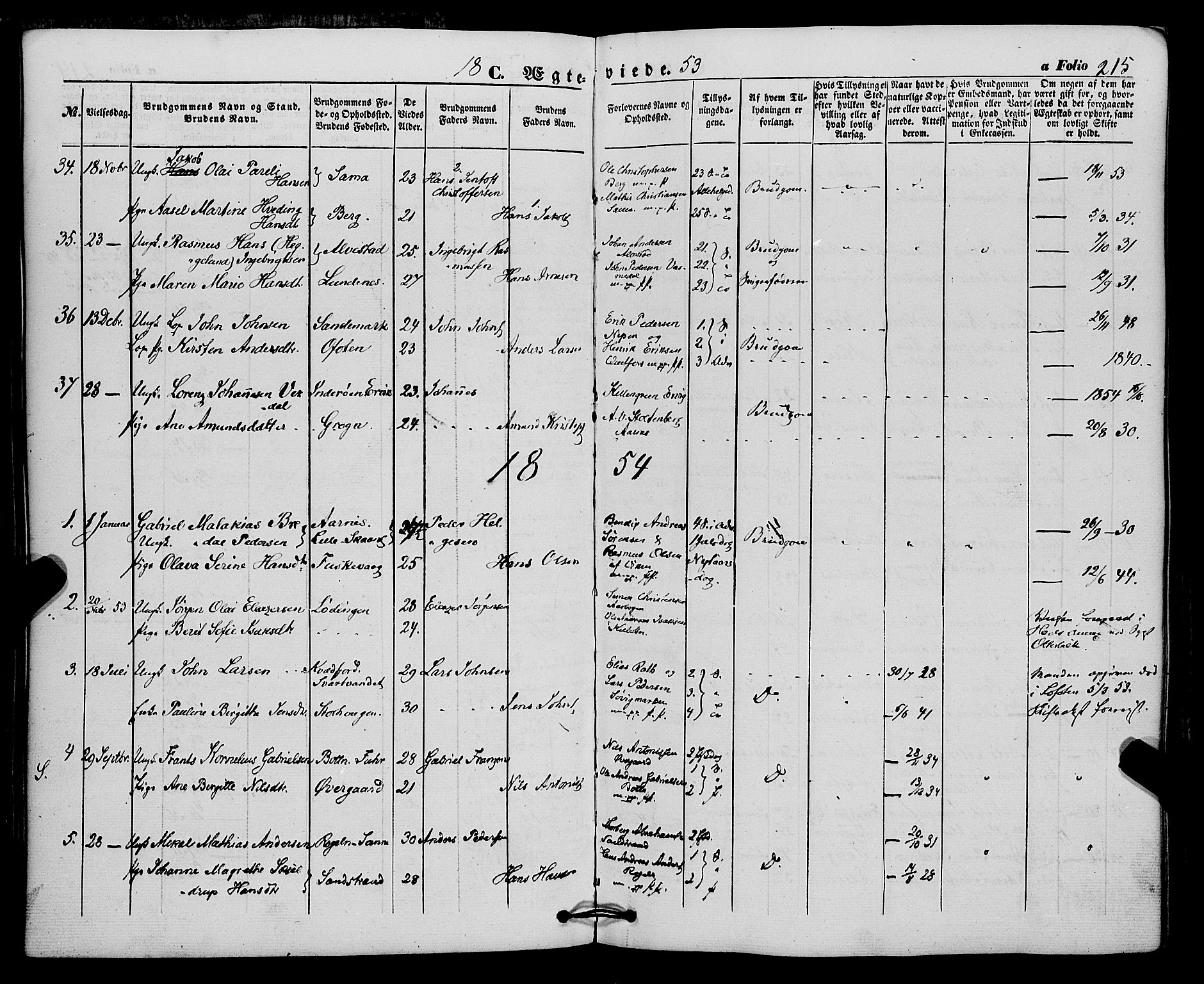 Trondenes sokneprestkontor, SATØ/S-1319/H/Ha/L0011kirke: Parish register (official) no. 11, 1853-1862, p. 215