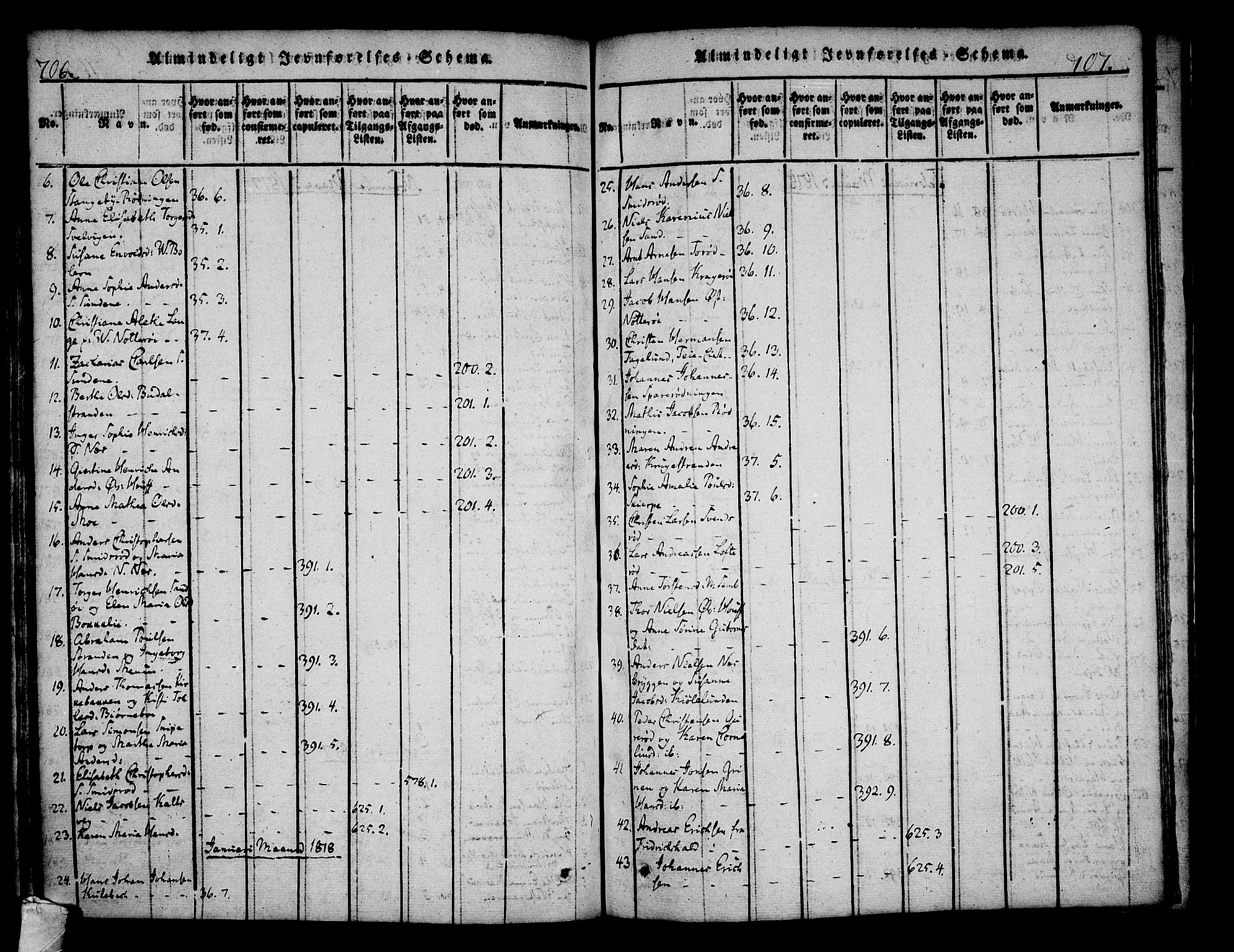 Nøtterøy kirkebøker, SAKO/A-354/F/Fa/L0004: Parish register (official) no. I 4, 1814-1838, p. 706-707