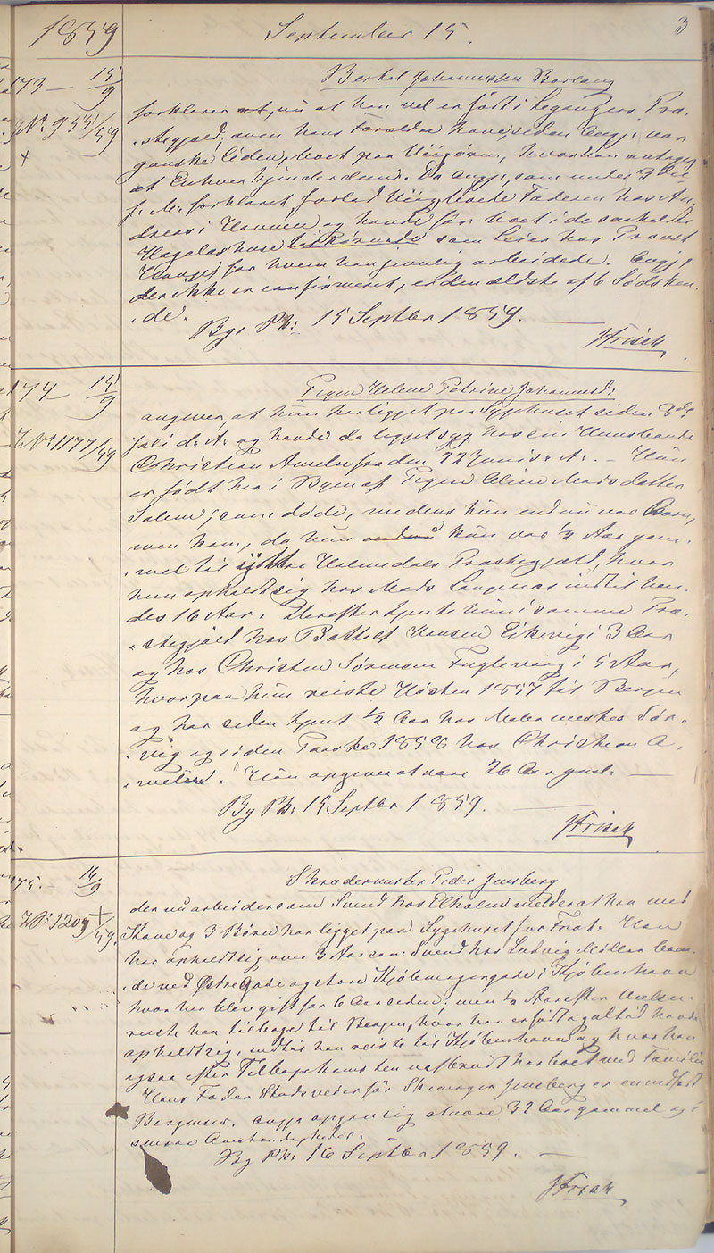 Bergen politikammer / politidistrikt, AV/SAB-A-60401/I/Ic, 1859-1863
