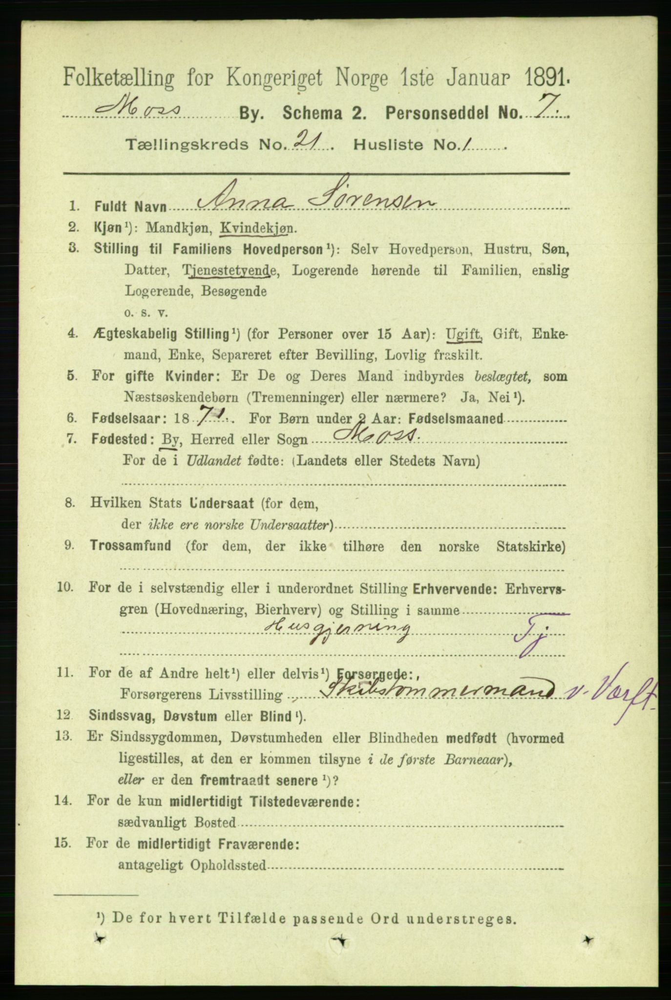 RA, 1891 census for 0104 Moss, 1891, p. 9095