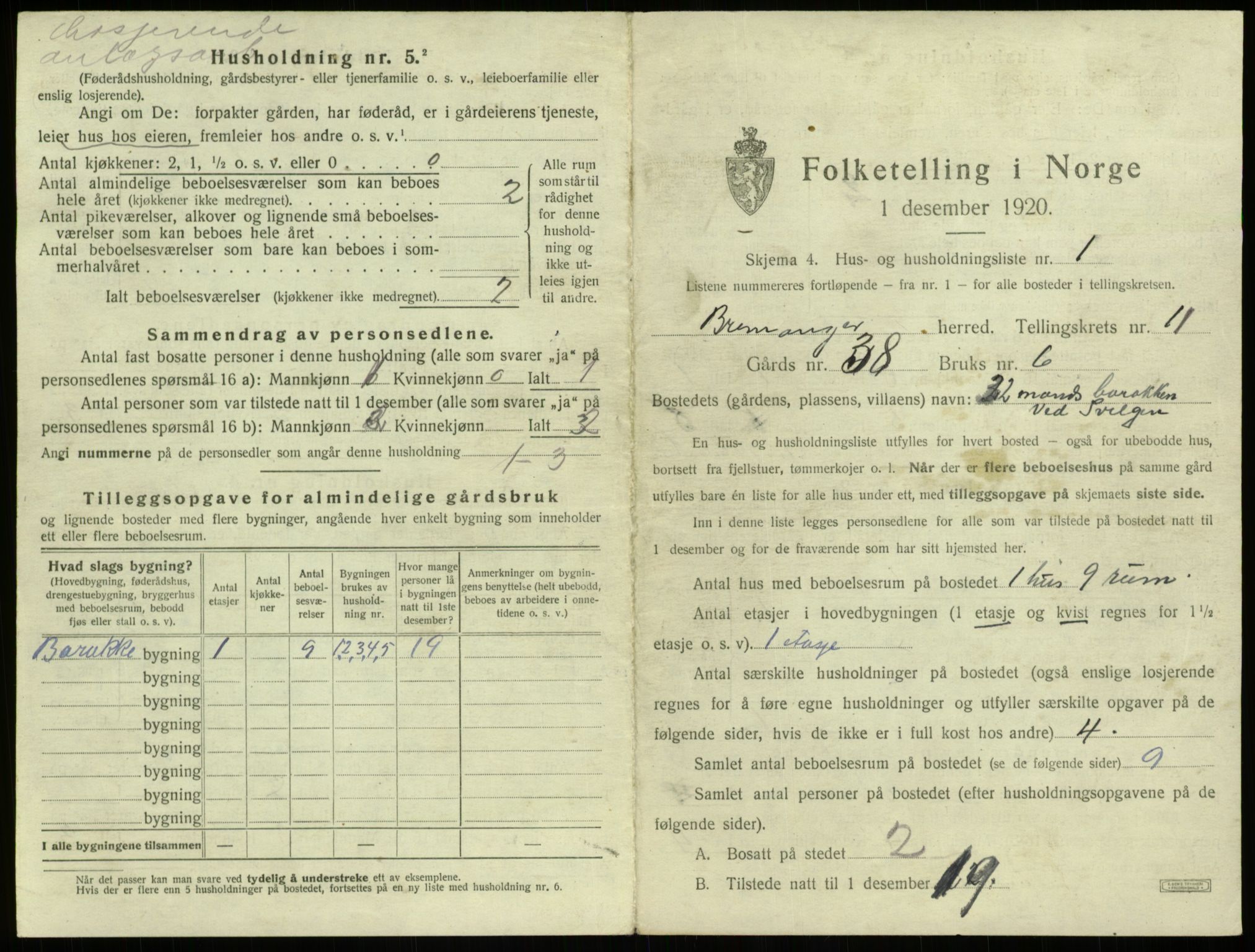 SAB, 1920 census for Bremanger, 1920, p. 751