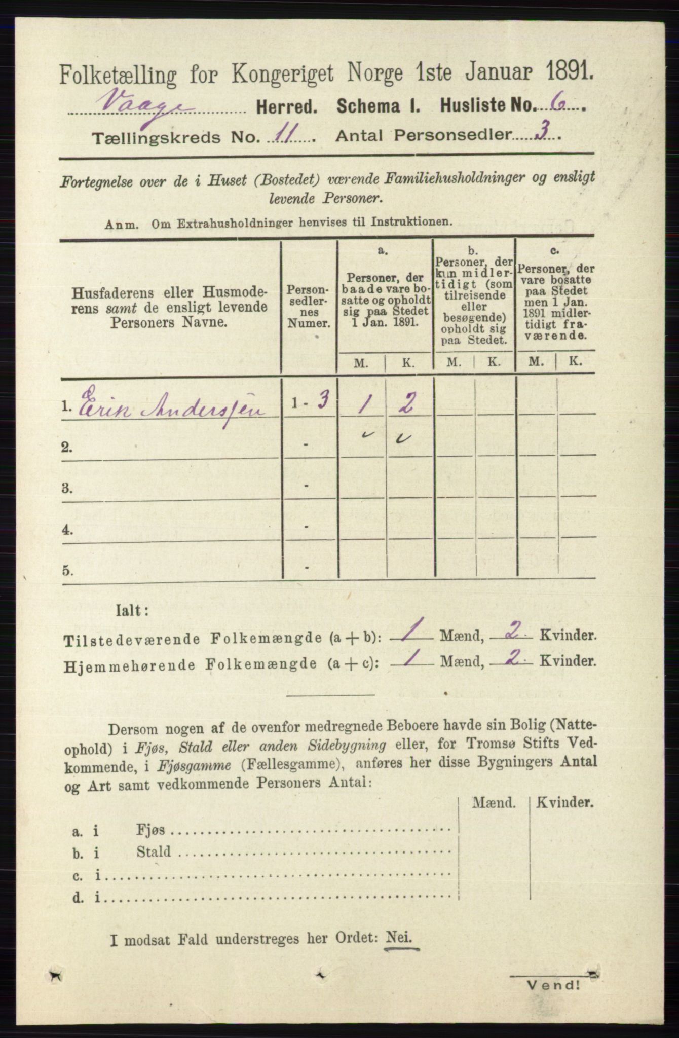 RA, 1891 census for 0515 Vågå, 1891, p. 6737