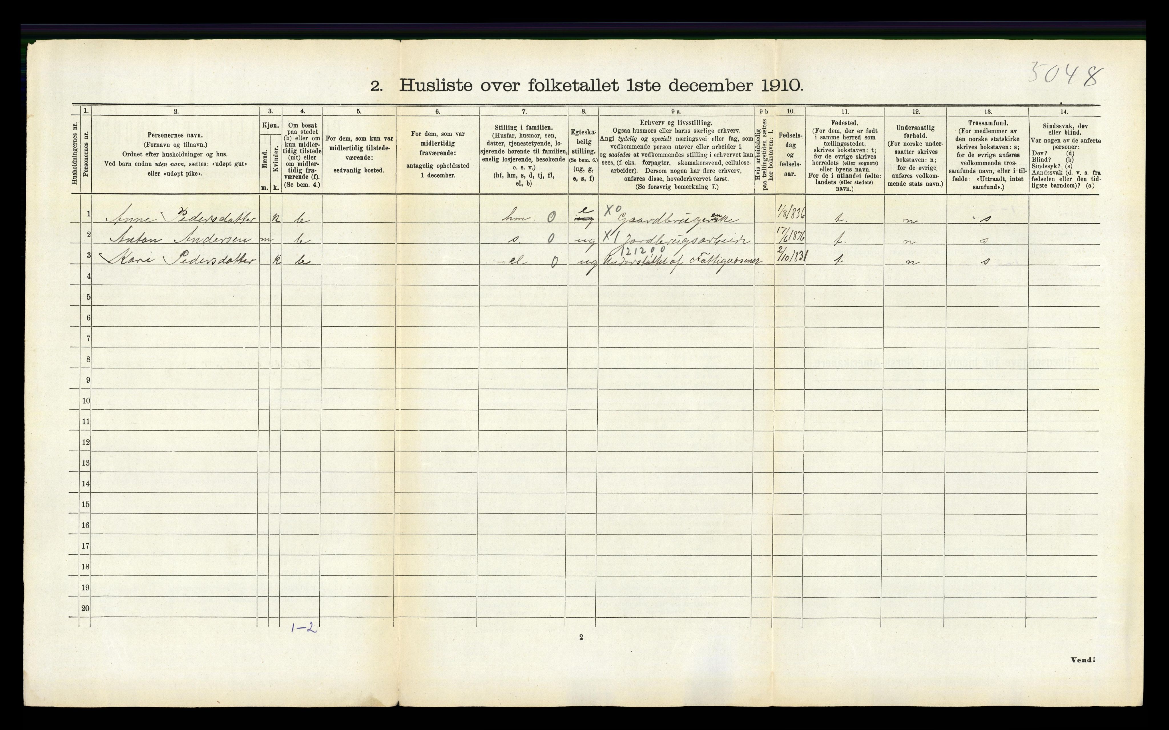 RA, 1910 census for Nesset, 1910, p. 176