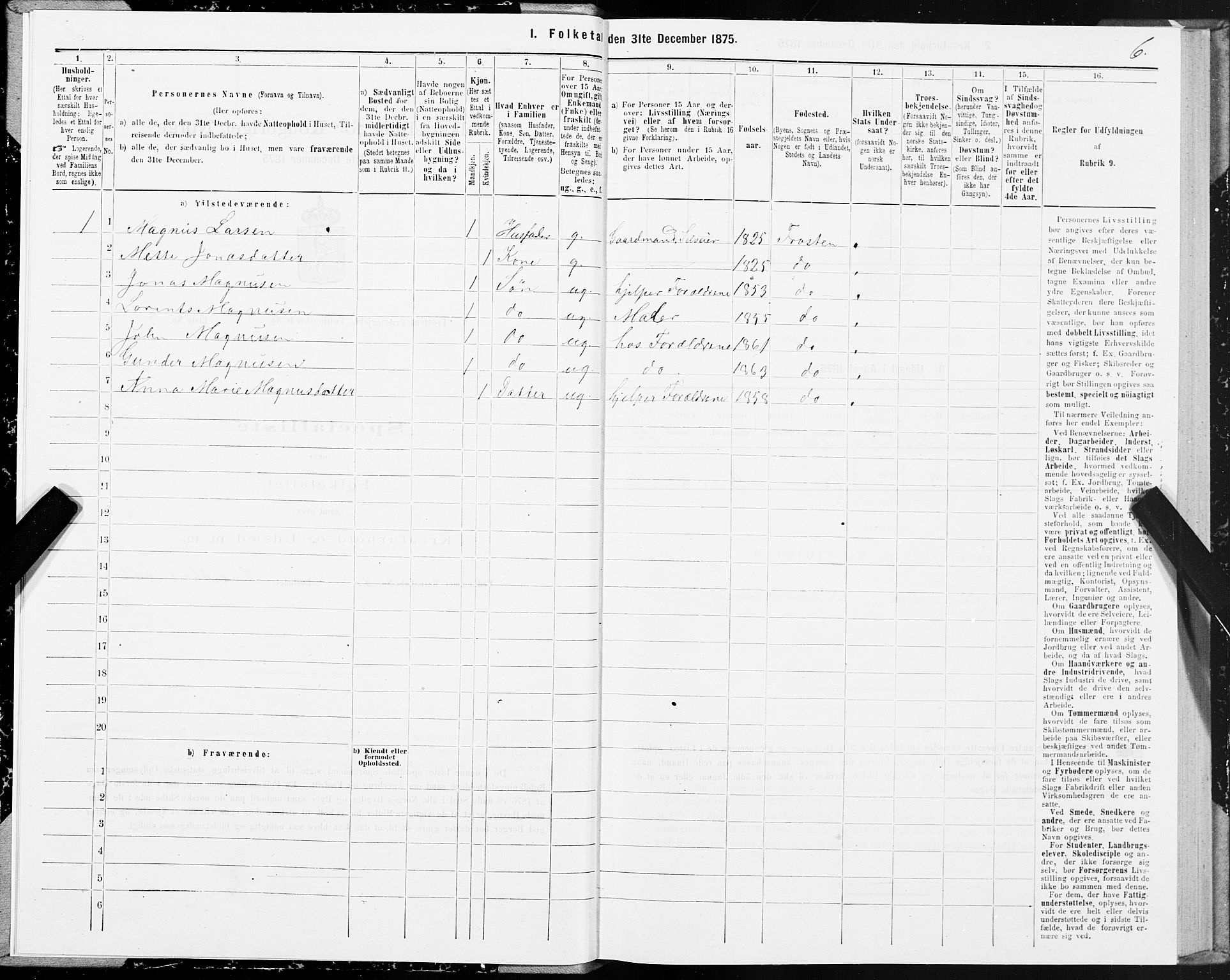 SAT, 1875 census for 1717P Frosta, 1875, p. 3006