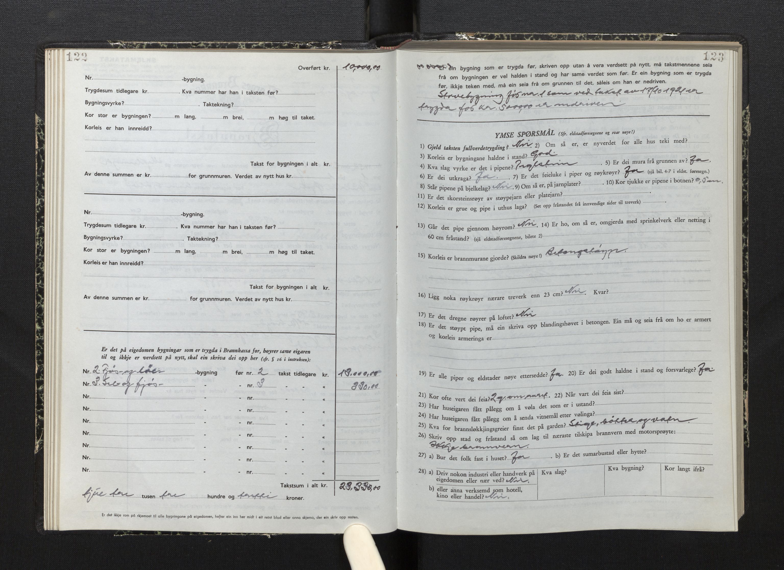 Lensmannen i Jostedal, AV/SAB-A-28601/0012/L0007: Branntakstprotokoll, skjematakst, 1949-1955, p. 122-123