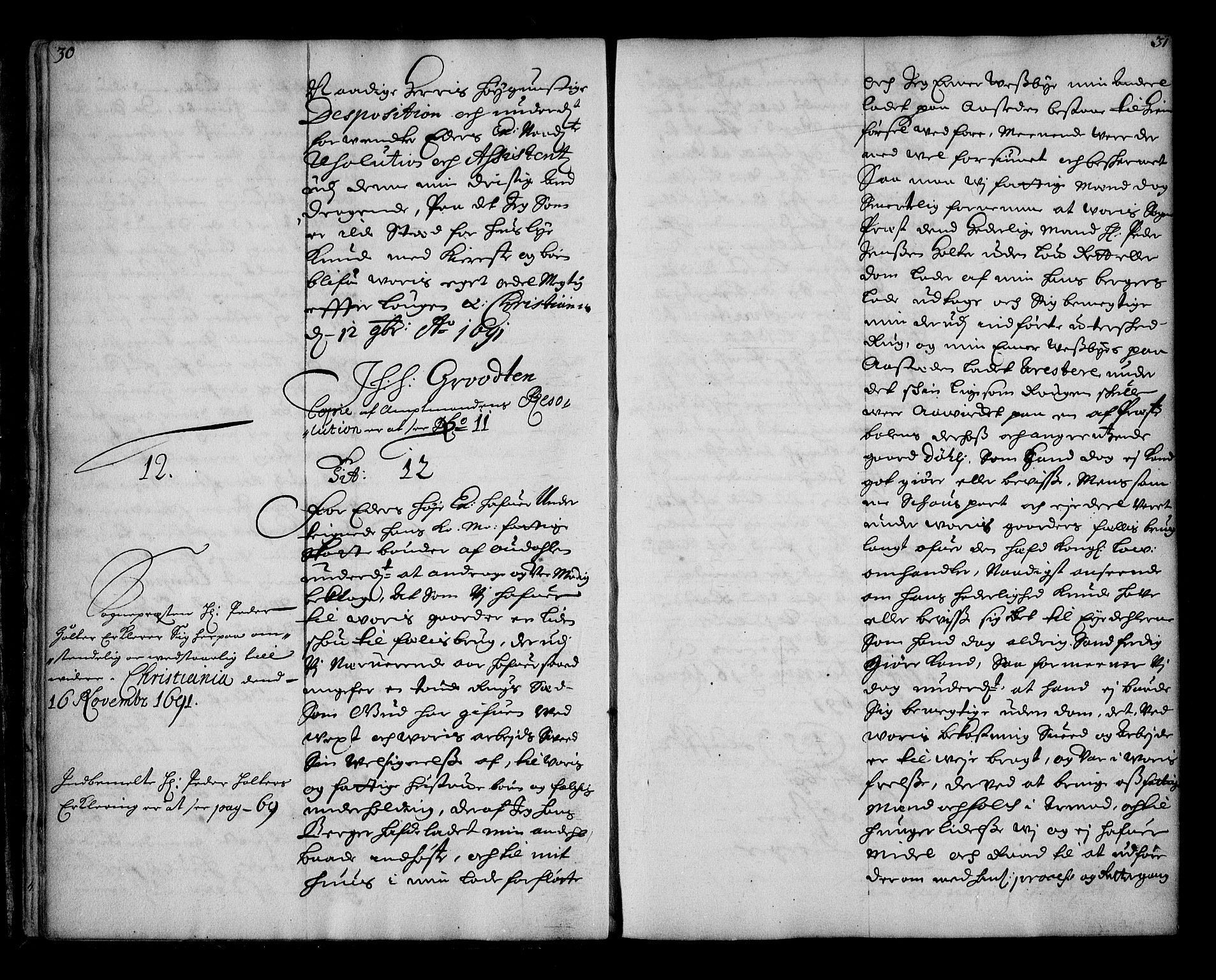 Stattholderembetet 1572-1771, AV/RA-EA-2870/Ae/L0009: Supplikasjons- og resolusjonsprotokoll, 1691-1692, p. 30-31