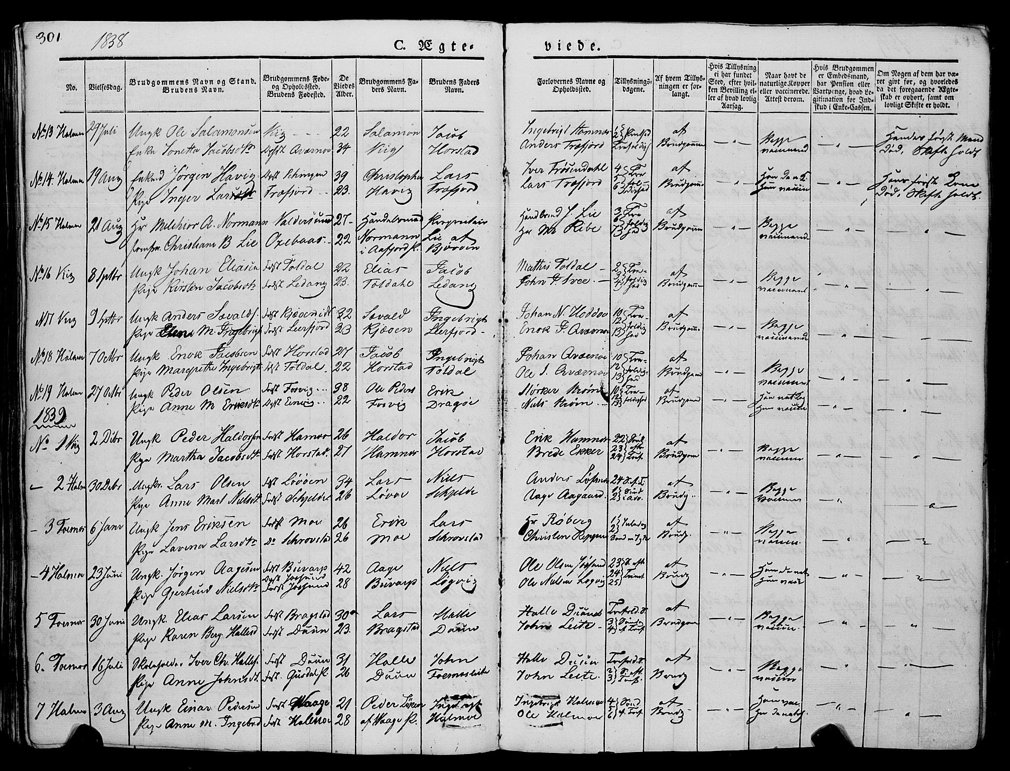 Ministerialprotokoller, klokkerbøker og fødselsregistre - Nord-Trøndelag, SAT/A-1458/773/L0614: Parish register (official) no. 773A05, 1831-1856, p. 301