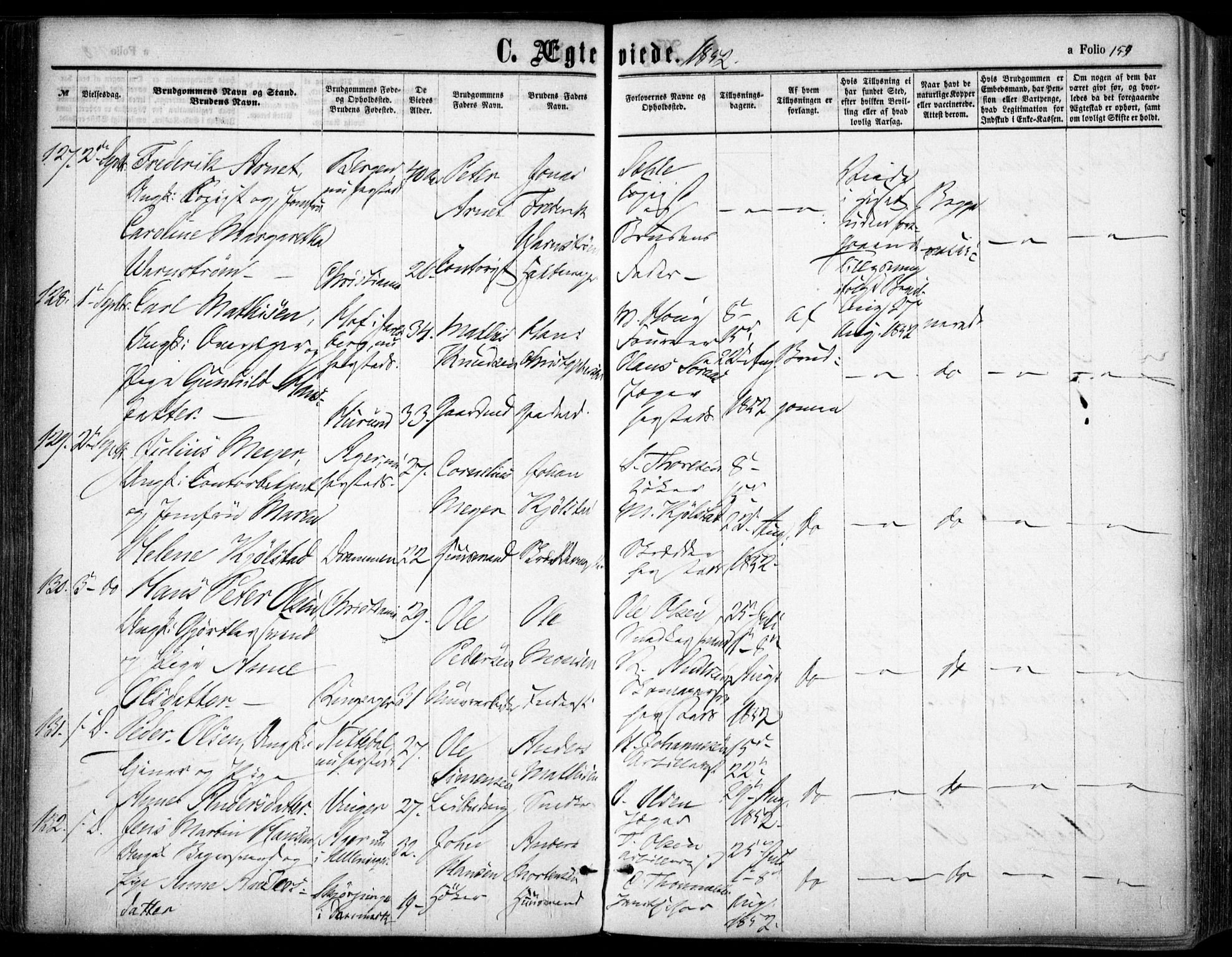 Oslo domkirke Kirkebøker, SAO/A-10752/F/Fa/L0020: Parish register (official) no. 20, 1848-1865, p. 159