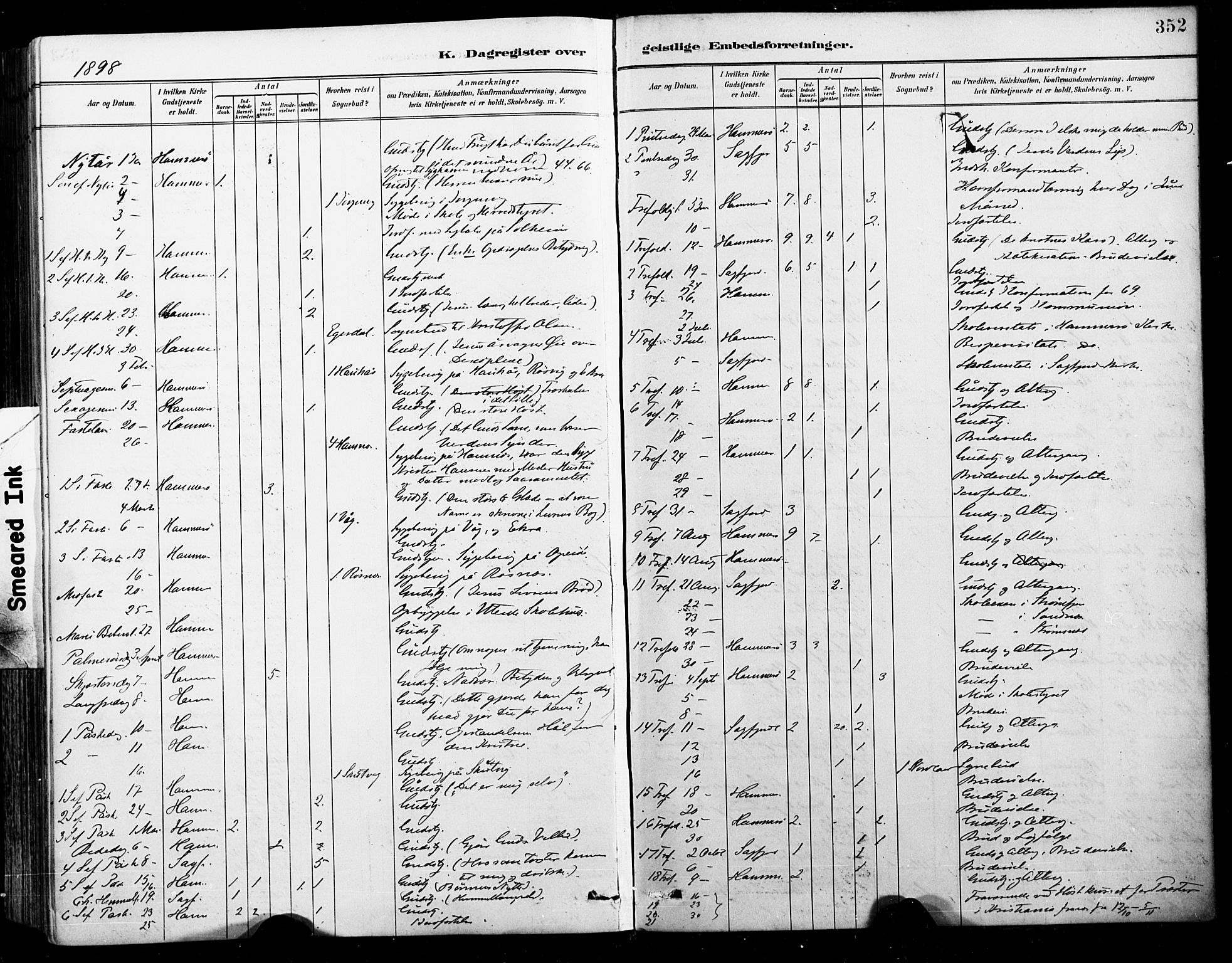 Ministerialprotokoller, klokkerbøker og fødselsregistre - Nordland, SAT/A-1459/859/L0847: Parish register (official) no. 859A07, 1890-1899, p. 352