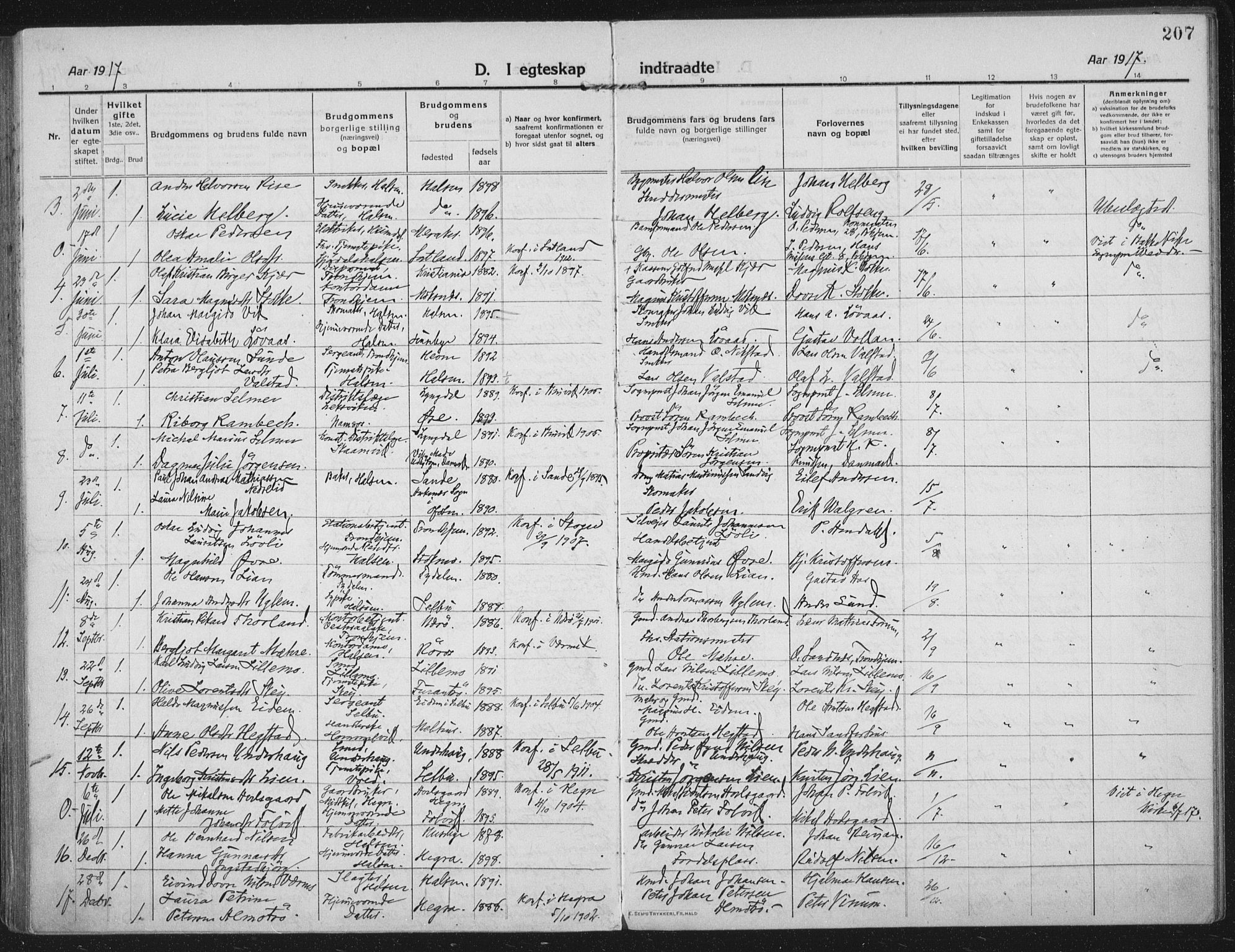 Ministerialprotokoller, klokkerbøker og fødselsregistre - Nord-Trøndelag, SAT/A-1458/709/L0083: Parish register (official) no. 709A23, 1916-1928, p. 207