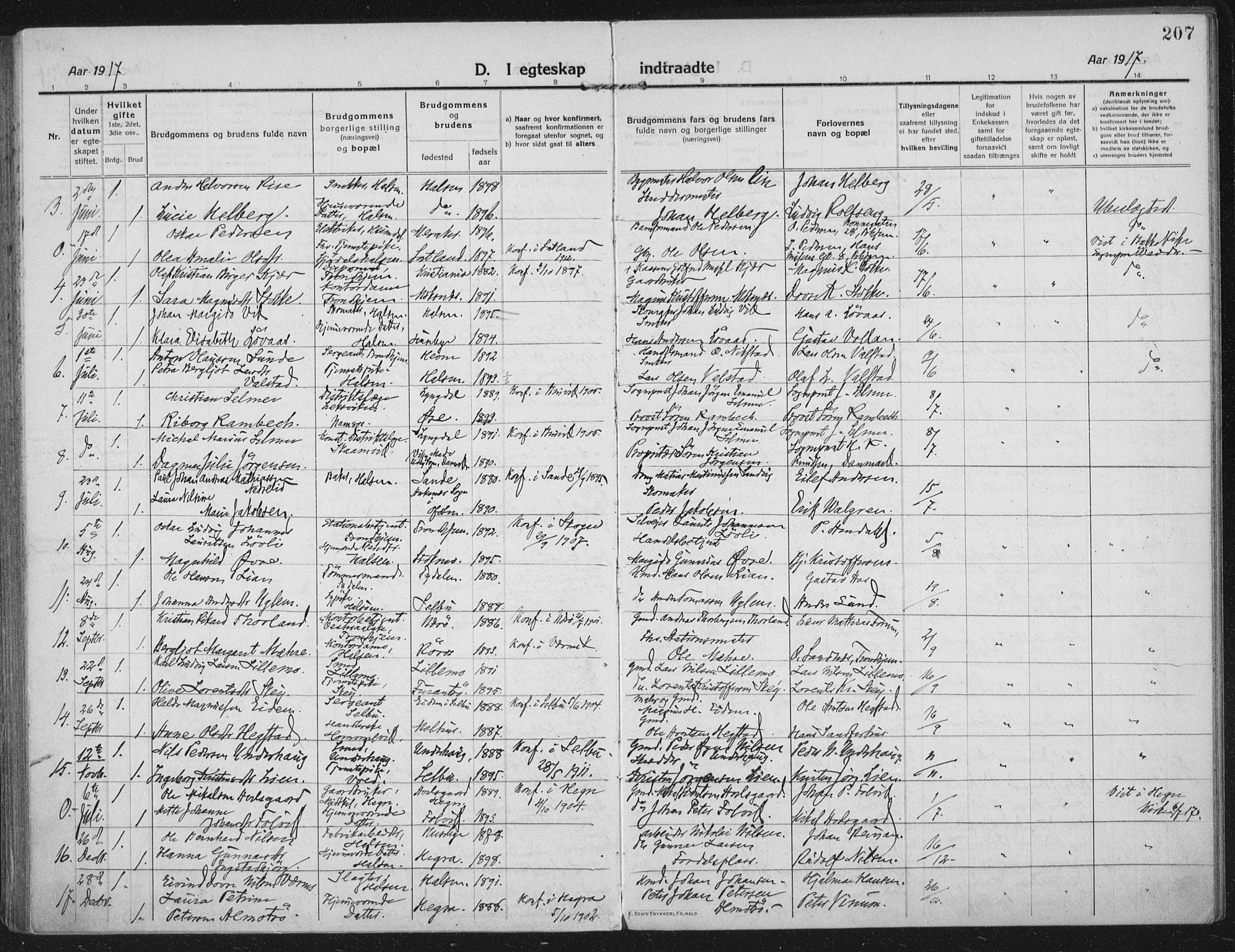 Ministerialprotokoller, klokkerbøker og fødselsregistre - Nord-Trøndelag, AV/SAT-A-1458/709/L0083: Parish register (official) no. 709A23, 1916-1928, p. 207