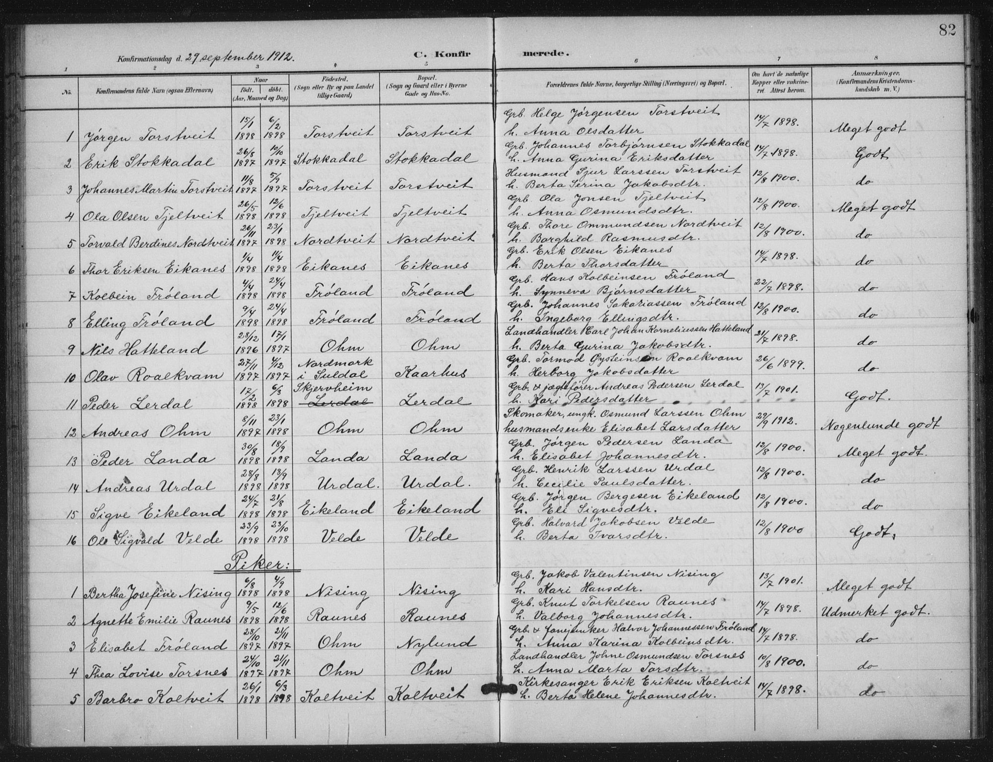 Skjold sokneprestkontor, AV/SAST-A-101847/H/Ha/Haa/L0012: Parish register (official) no. A 12, 1899-1915, p. 82