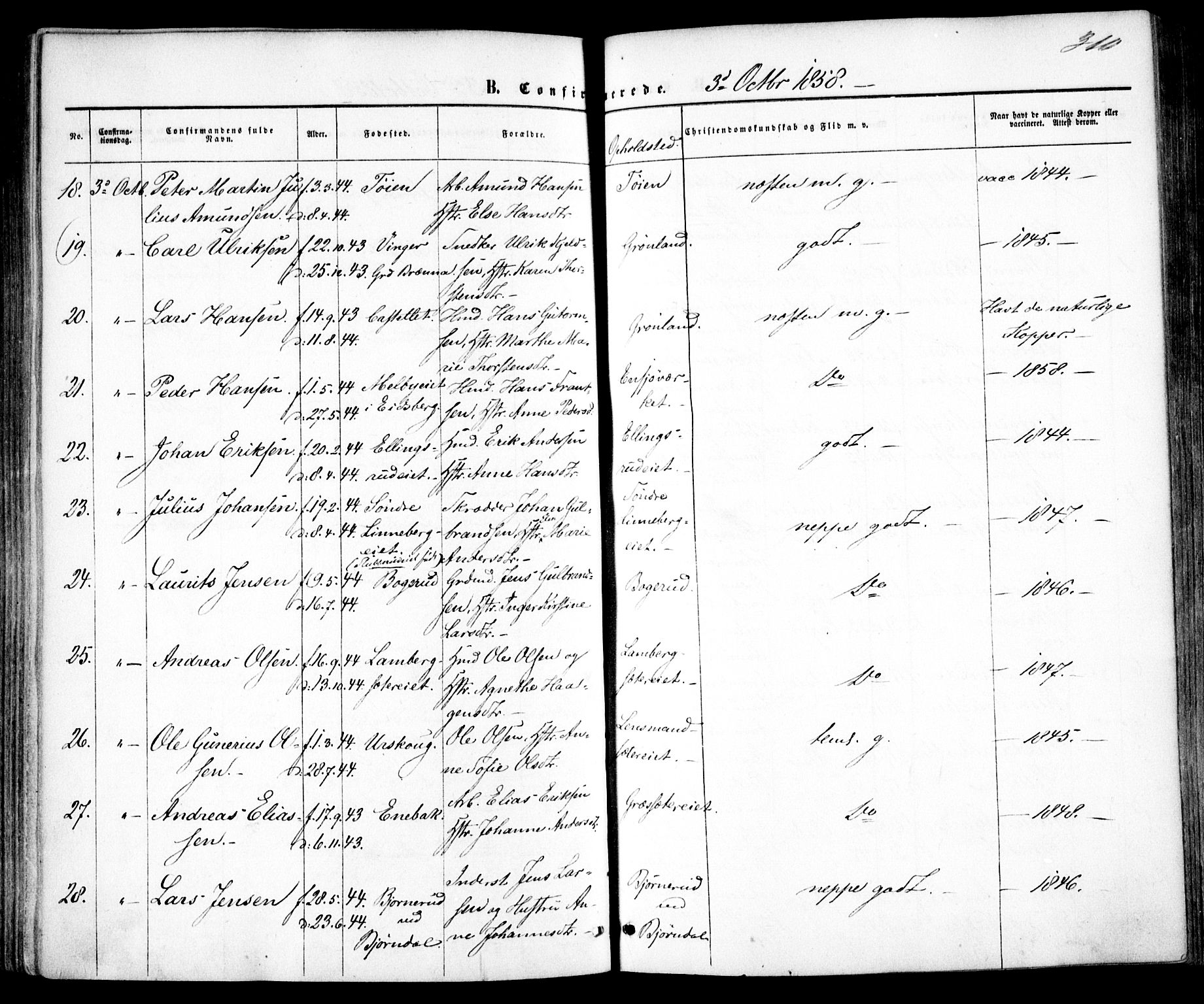 Vestre Aker prestekontor Kirkebøker, AV/SAO-A-10025/F/Fa/L0004: Parish register (official) no. 4, 1857-1877, p. 310