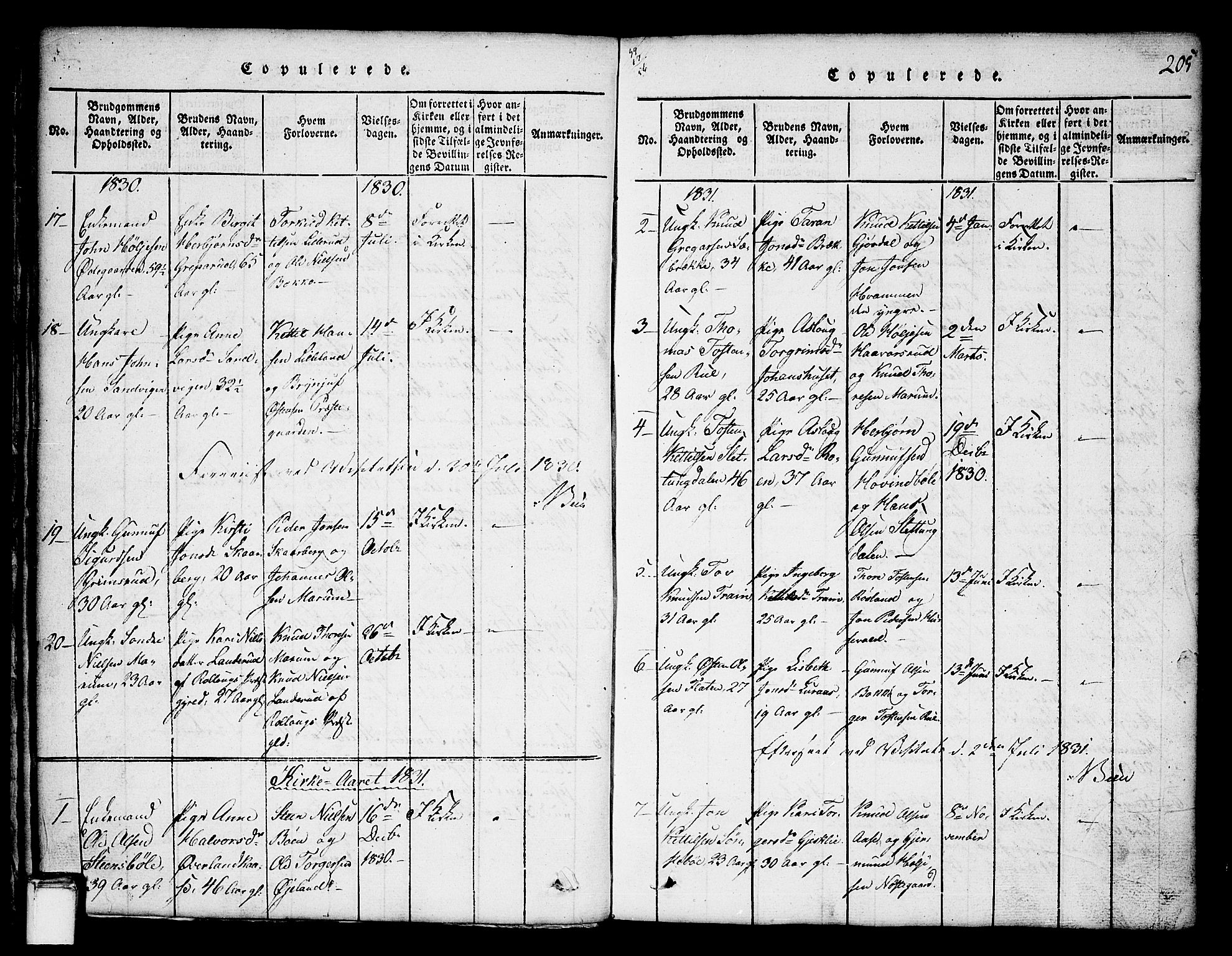 Tinn kirkebøker, SAKO/A-308/G/Ga/L0001: Parish register (copy) no. I 1, 1815-1850, p. 205