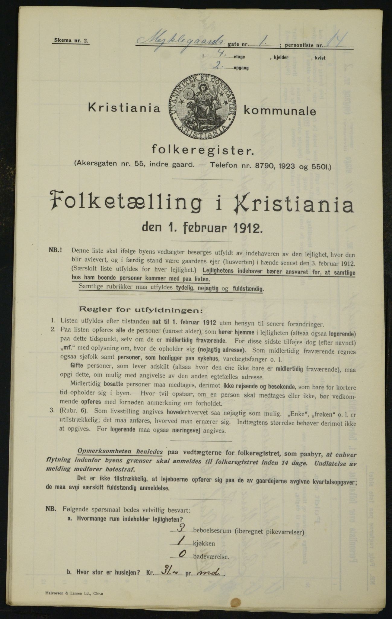 OBA, Municipal Census 1912 for Kristiania, 1912, p. 68710