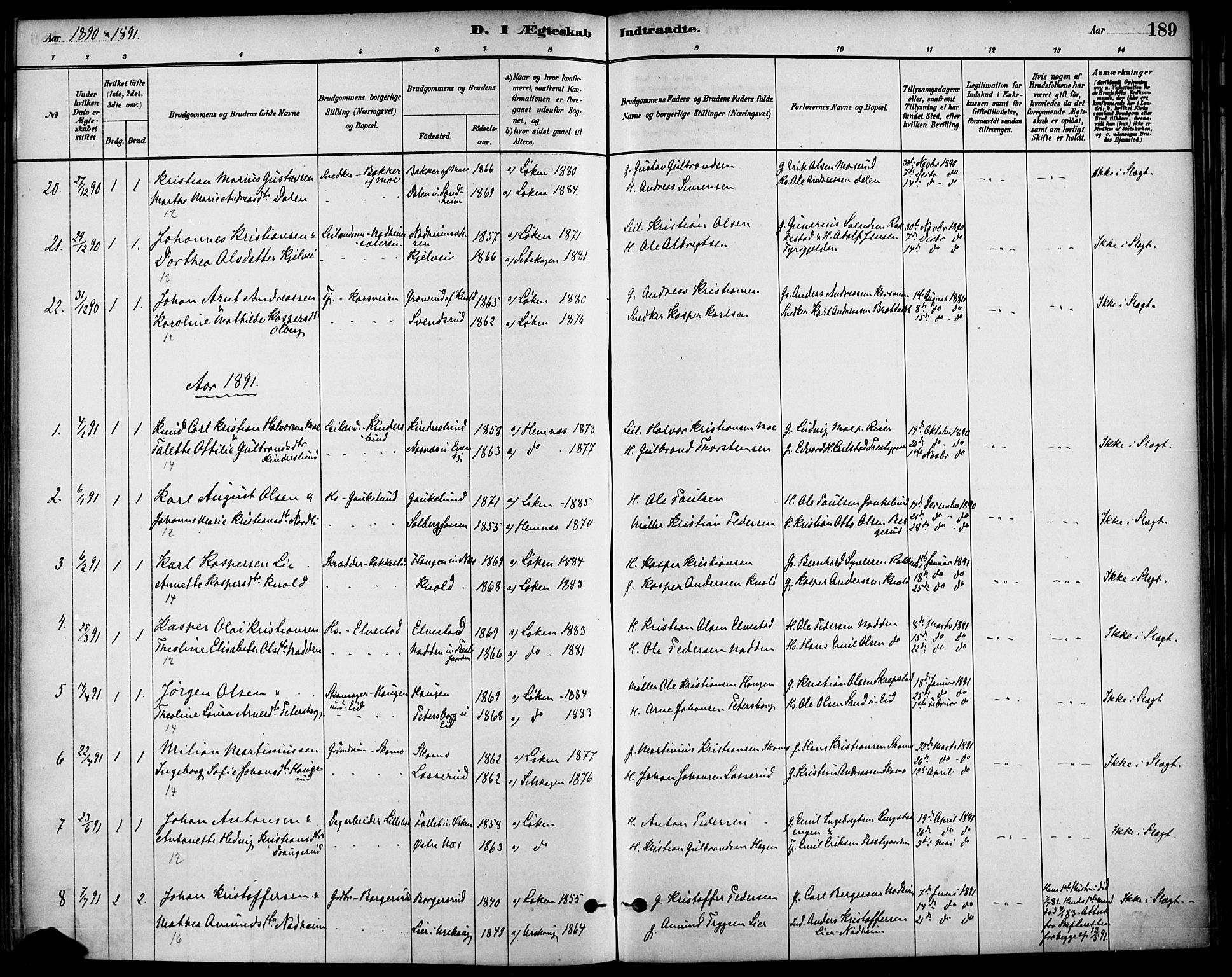 Høland prestekontor Kirkebøker, SAO/A-10346a/F/Fa/L0013: Parish register (official) no. I 13, 1880-1897, p. 189