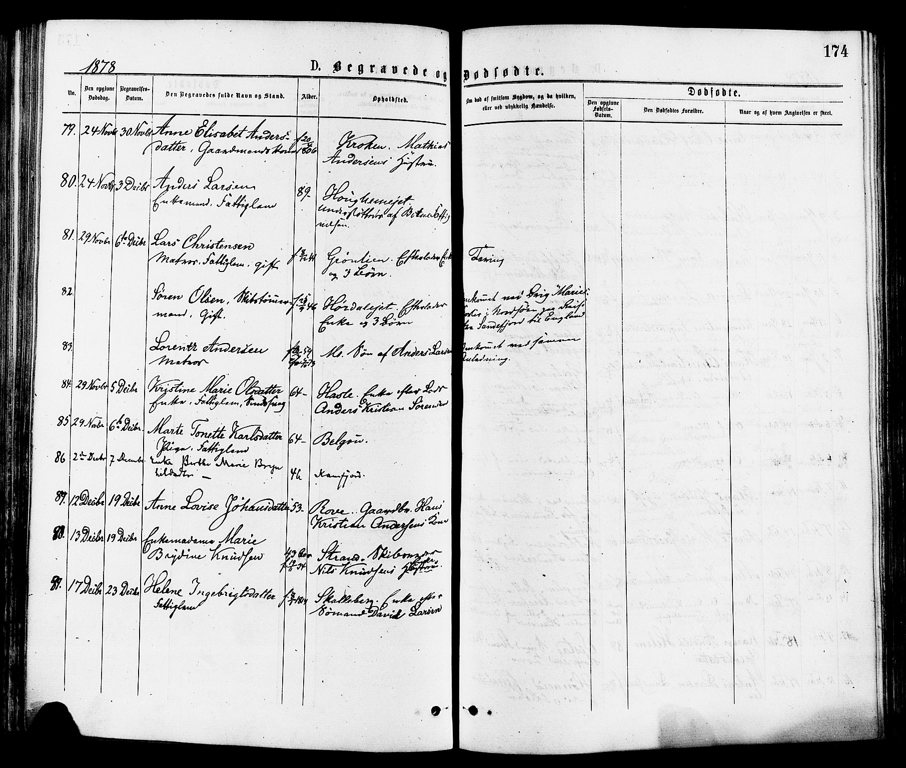 Sandar kirkebøker, SAKO/A-243/F/Fa/L0011: Parish register (official) no. 11, 1872-1882, p. 174