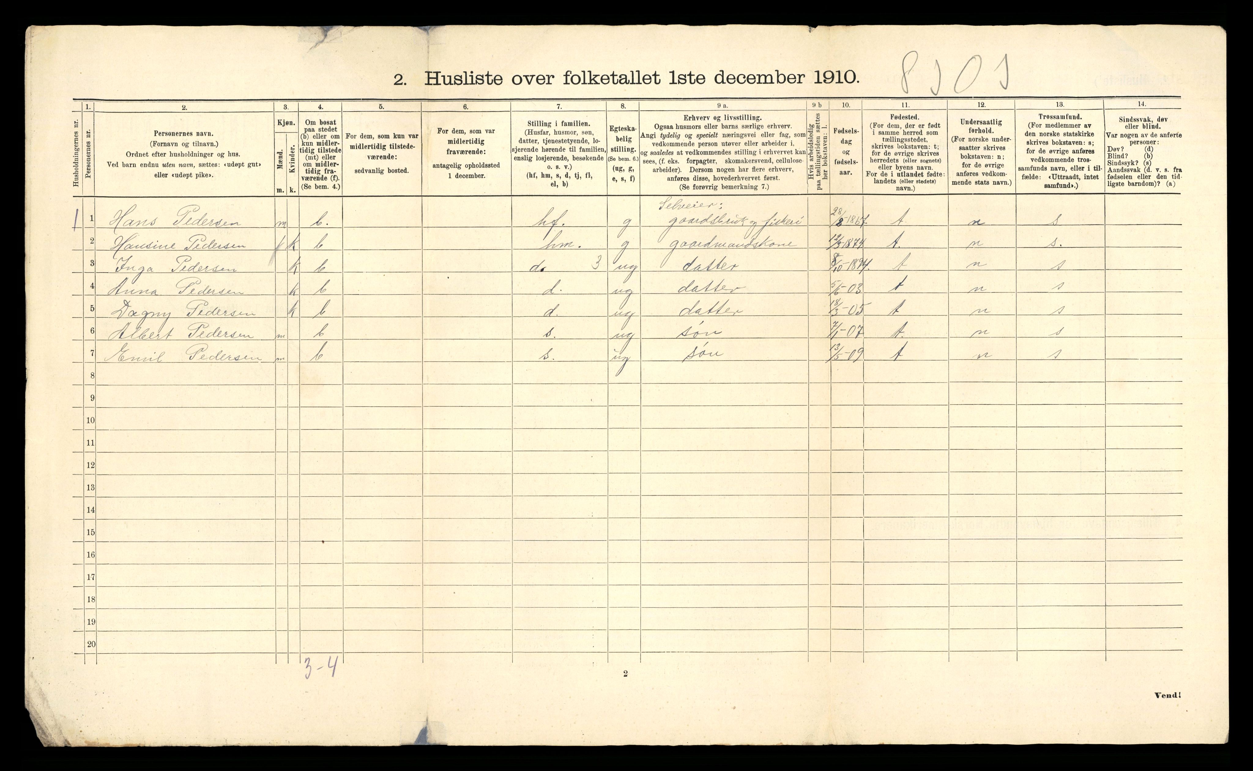 RA, 1910 census for Kvæfjord, 1910, p. 44