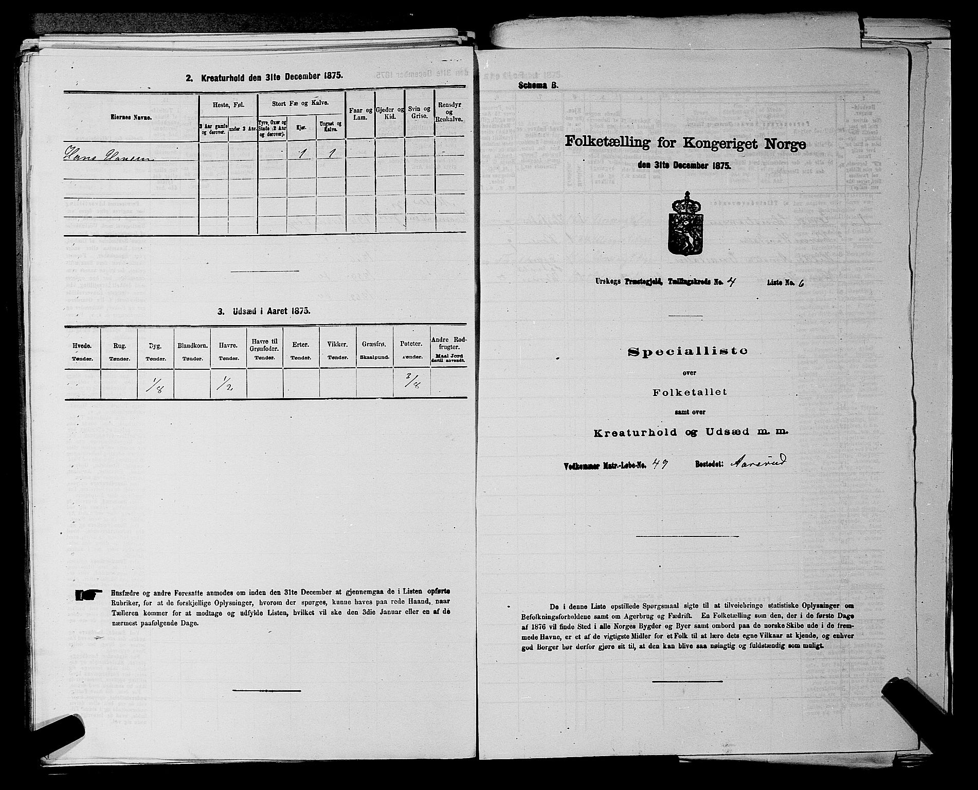 RA, 1875 census for 0224P Aurskog, 1875, p. 518