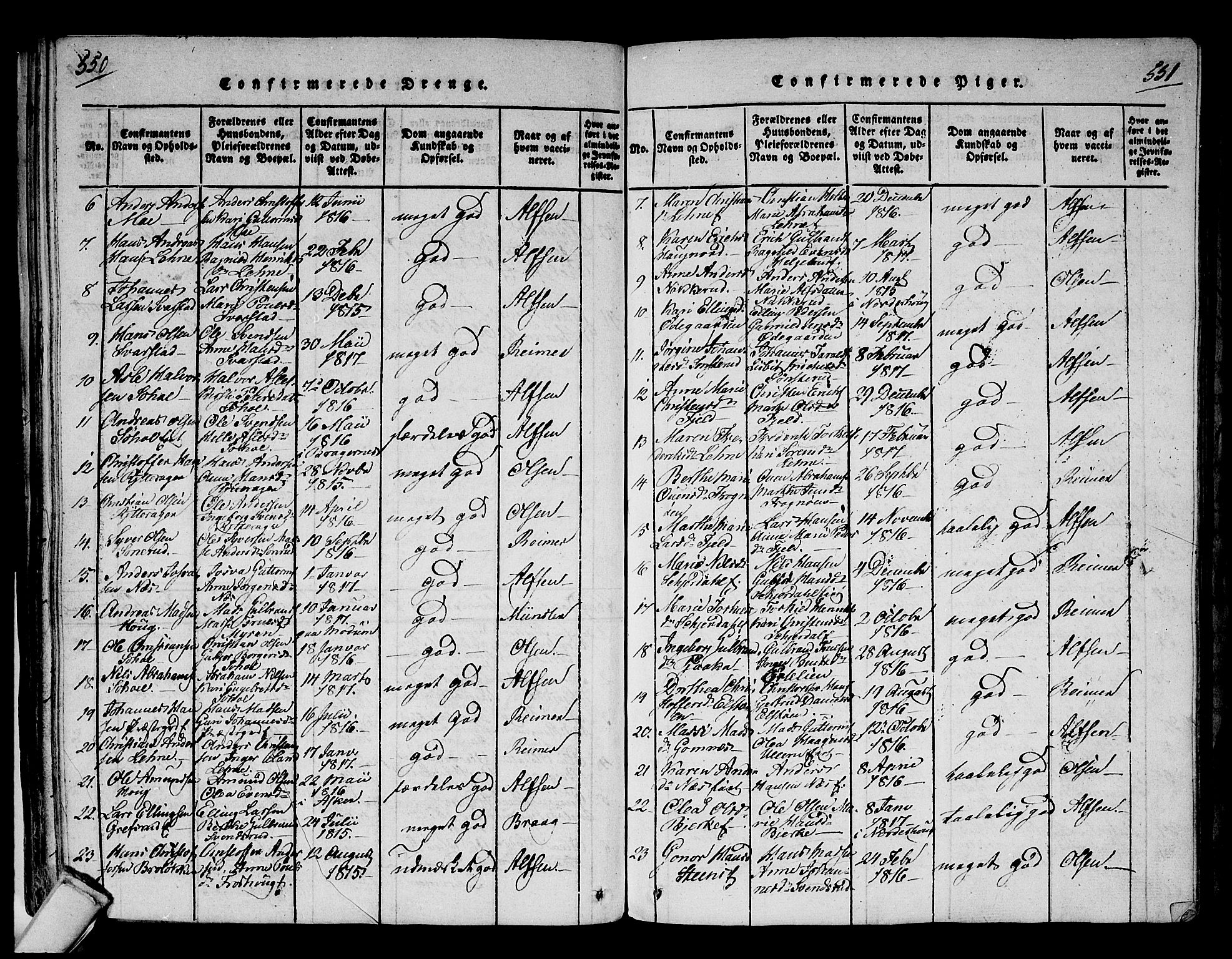 Hole kirkebøker, AV/SAKO-A-228/F/Fa/L0004: Parish register (official) no. I 4, 1814-1833, p. 550-551