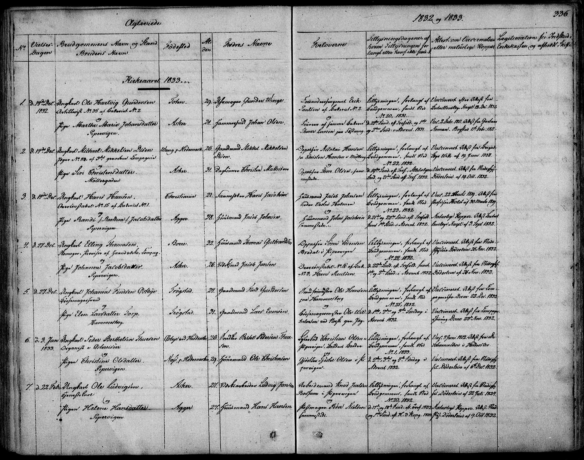 Garnisonsmenigheten Kirkebøker, SAO/A-10846/F/Fa/L0006: Parish register (official) no. 6, 1828-1841, p. 336