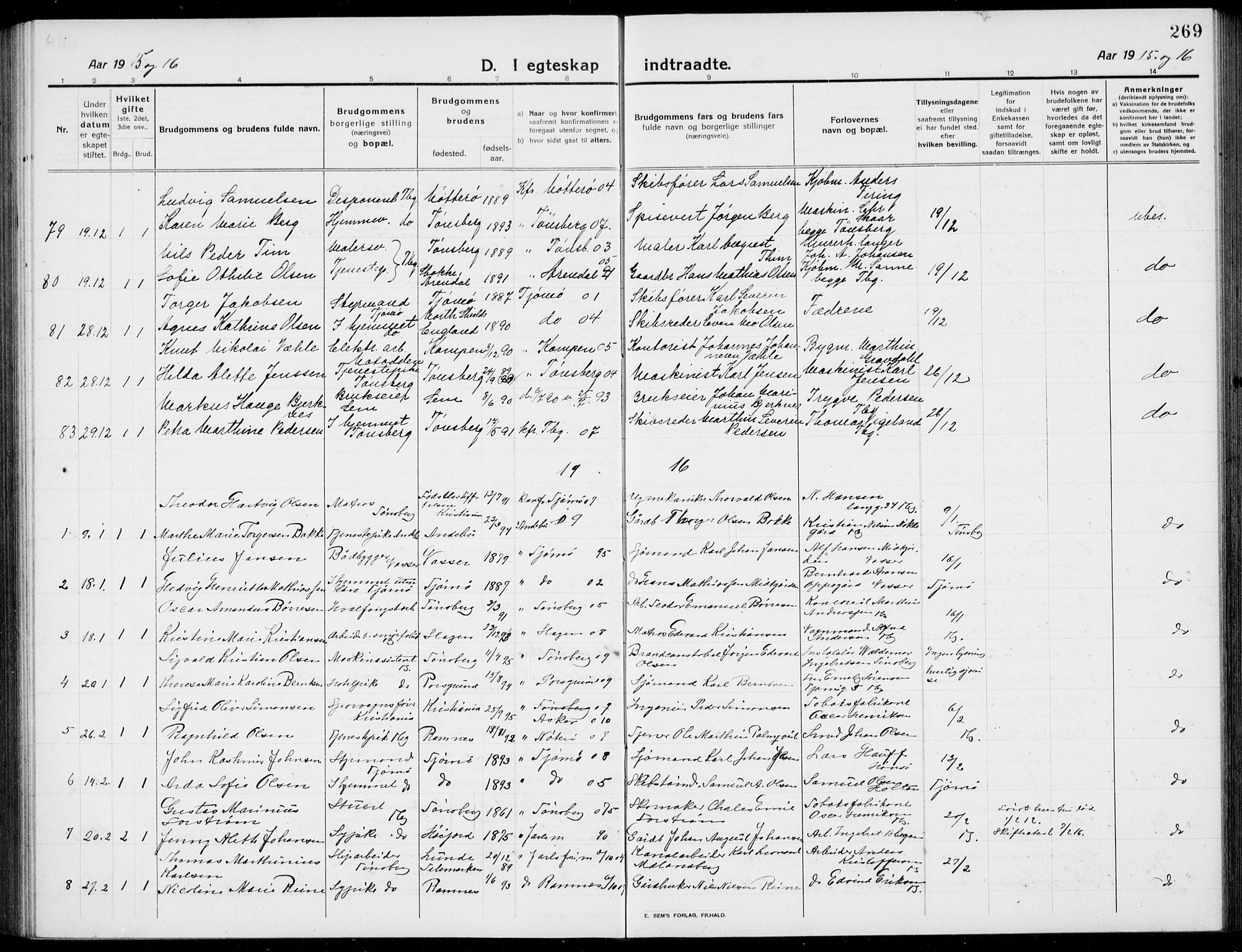 Tønsberg kirkebøker, AV/SAKO-A-330/G/Ga/L0009: Parish register (copy) no. 9, 1913-1920, p. 269