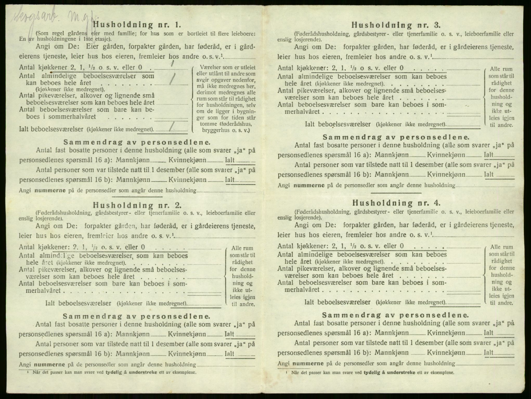 SAKO, 1920 census for Hole, 1920, p. 470