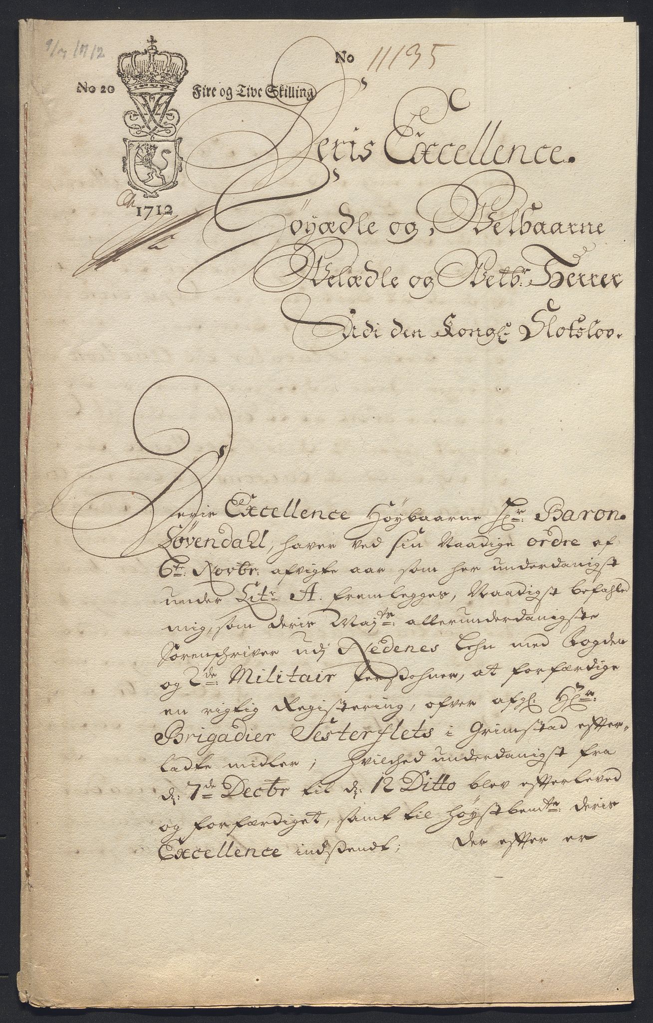 Stattholderembetet 1572-1771, AV/RA-EA-2870/El/L0052/0004: Forskjellige pakkesaker / Strid mellom sorenskriveren i Nedenes og byfogden i Arendal, 1712-1714, p. 3