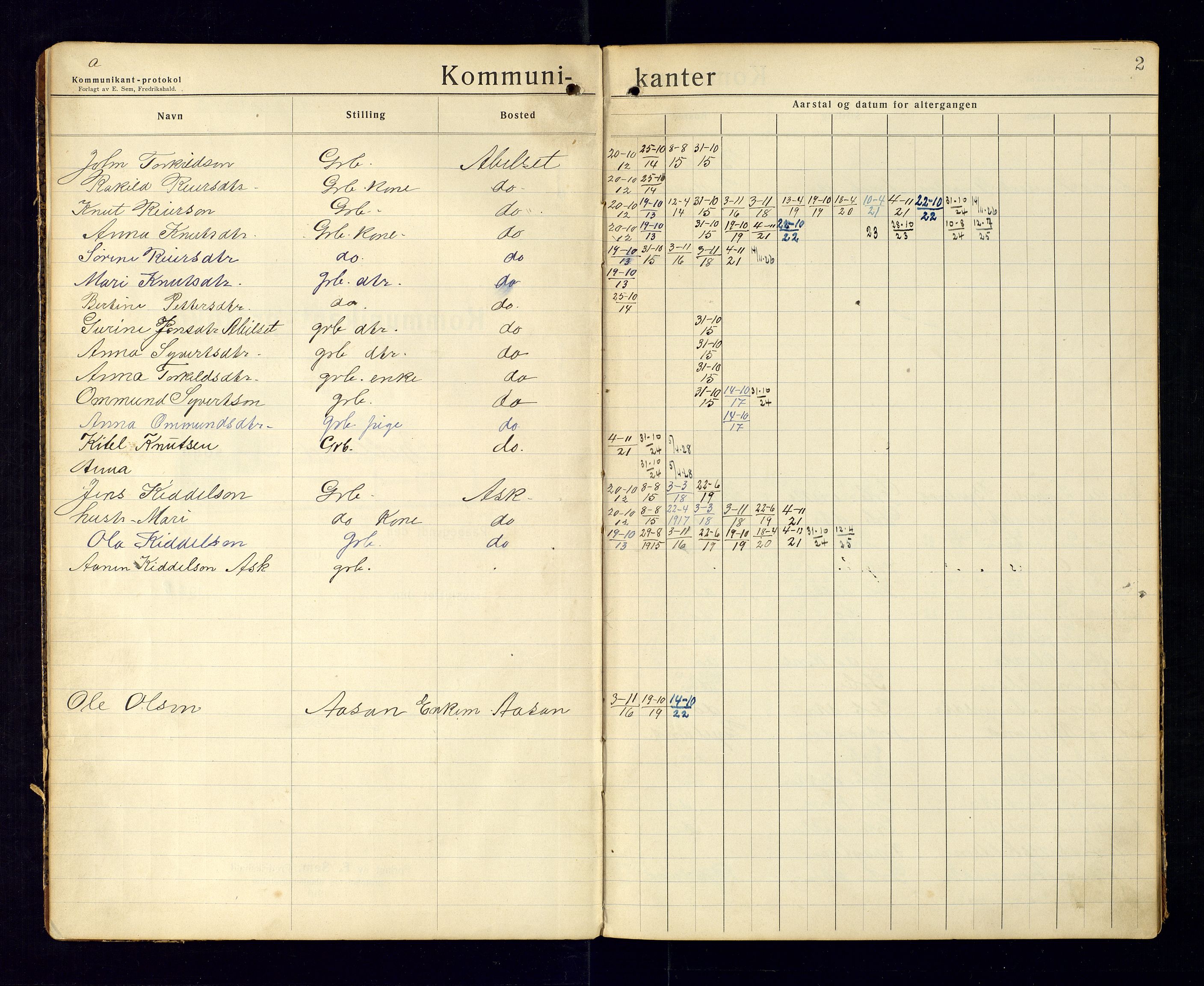 Bjelland sokneprestkontor, AV/SAK-1111-0005/F/Fc/Fca/L0002: Communicants register no. C-3, 1912-1958, p. 2