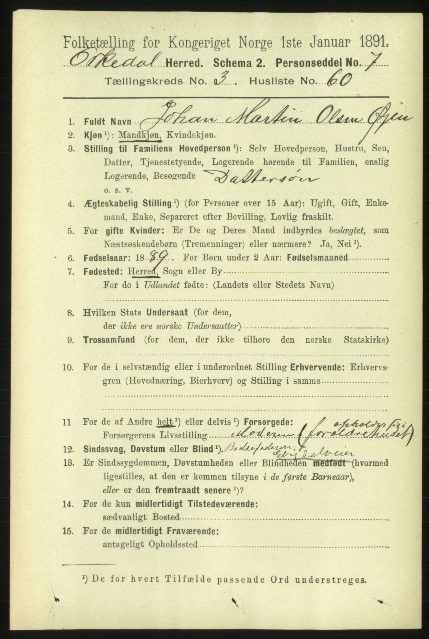 RA, 1891 census for 1638 Orkdal, 1891, p. 1778