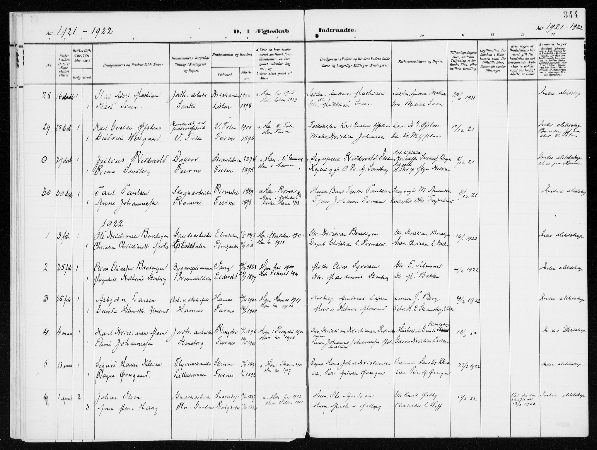 Furnes prestekontor, SAH/PREST-012/K/Ka/L0001: Parish register (official) no. 1, 1907-1935, p. 344