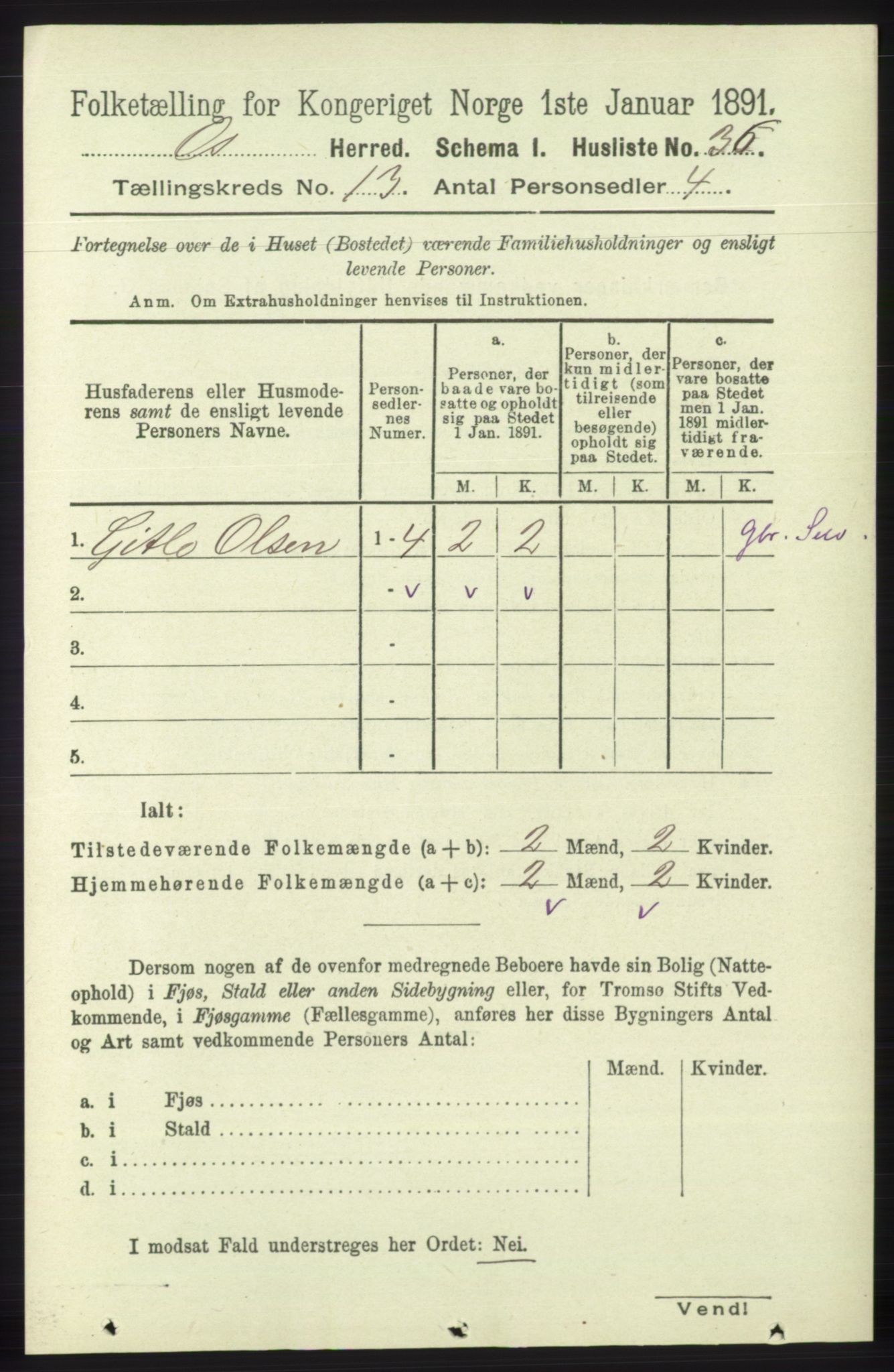 RA, 1891 census for 1243 Os, 1891, p. 2965