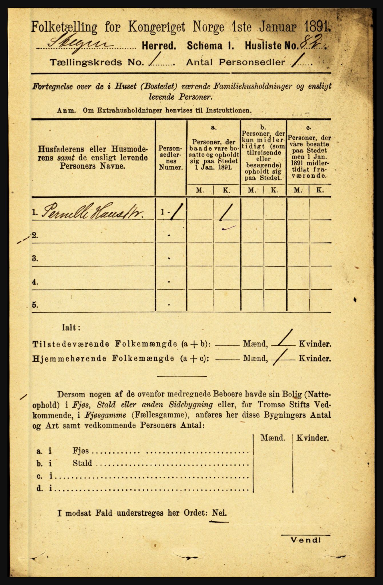 RA, 1891 census for 1848 Steigen, 1891, p. 109