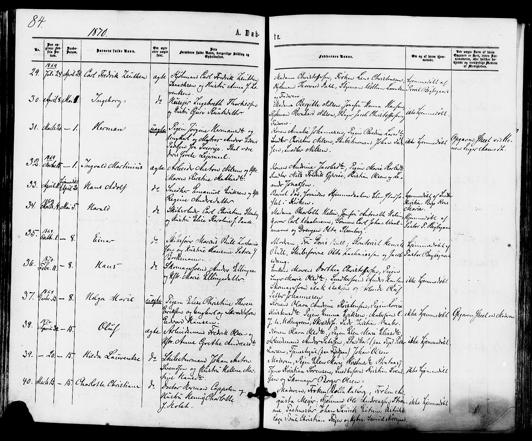 Tønsberg kirkebøker, AV/SAKO-A-330/F/Fa/L0009: Parish register (official) no. I 9, 1865-1873, p. 84