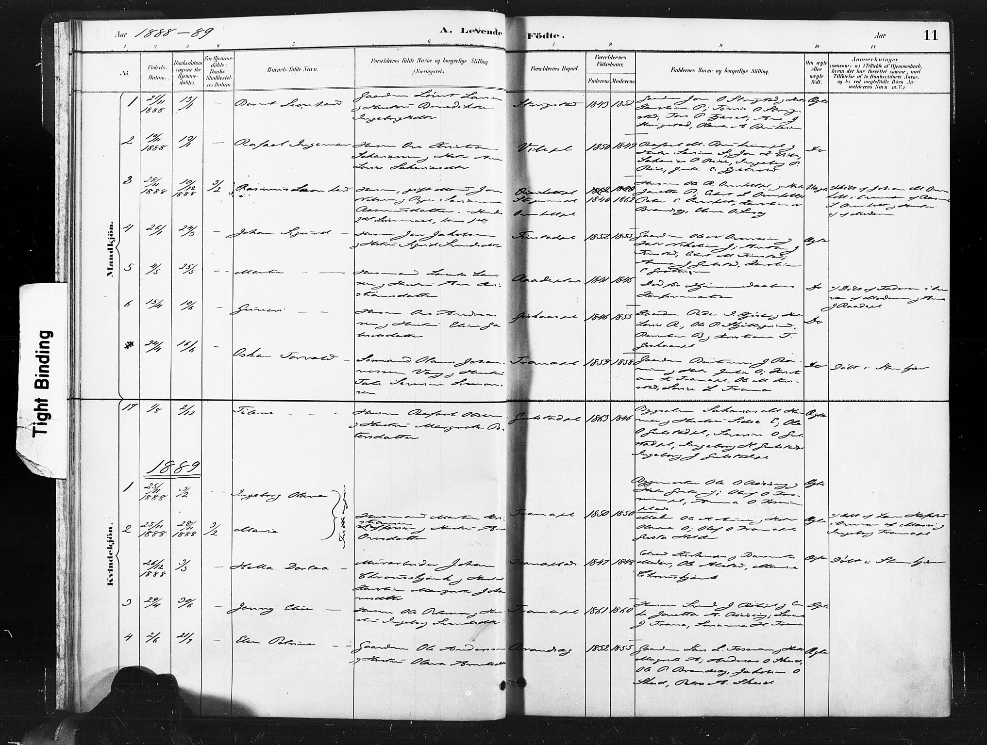 Ministerialprotokoller, klokkerbøker og fødselsregistre - Nord-Trøndelag, SAT/A-1458/736/L0361: Parish register (official) no. 736A01, 1884-1906, p. 11