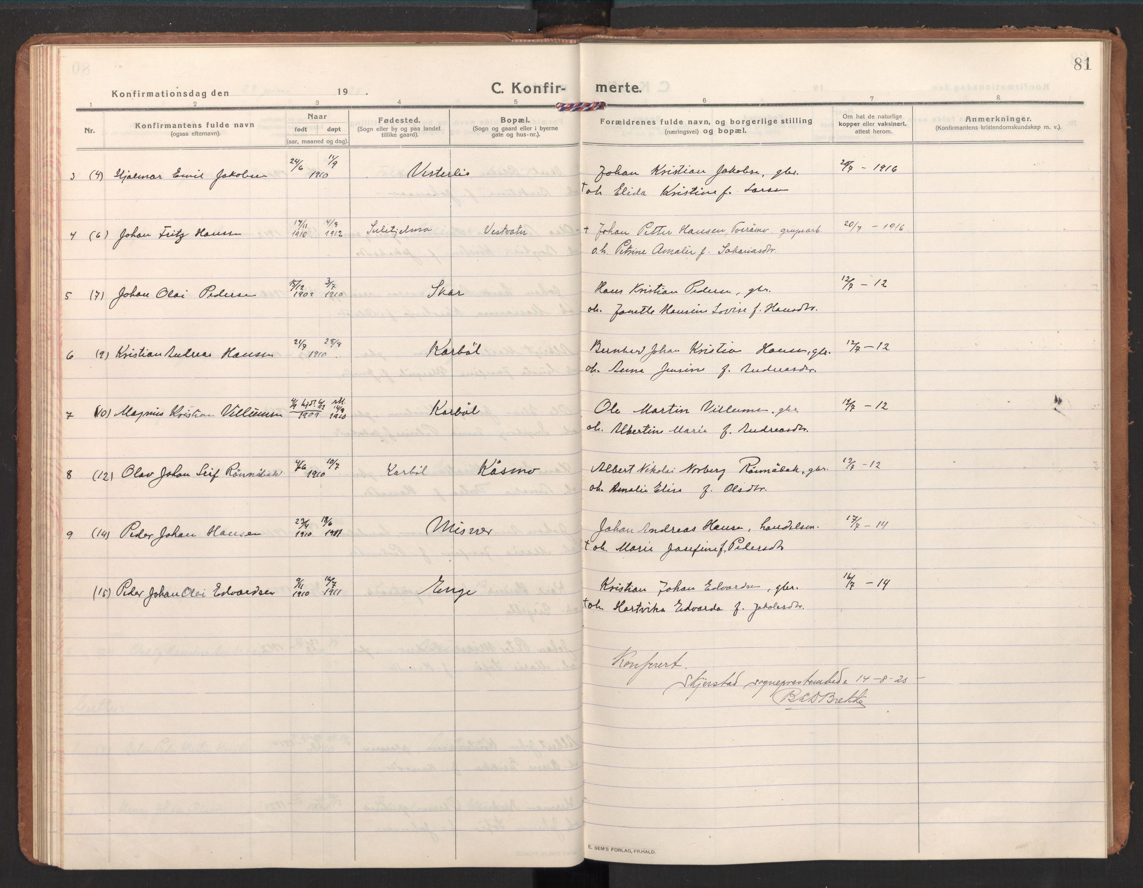 Ministerialprotokoller, klokkerbøker og fødselsregistre - Nordland, AV/SAT-A-1459/848/L0688: Parish register (official) no. 848A01, 1913-1935, p. 81