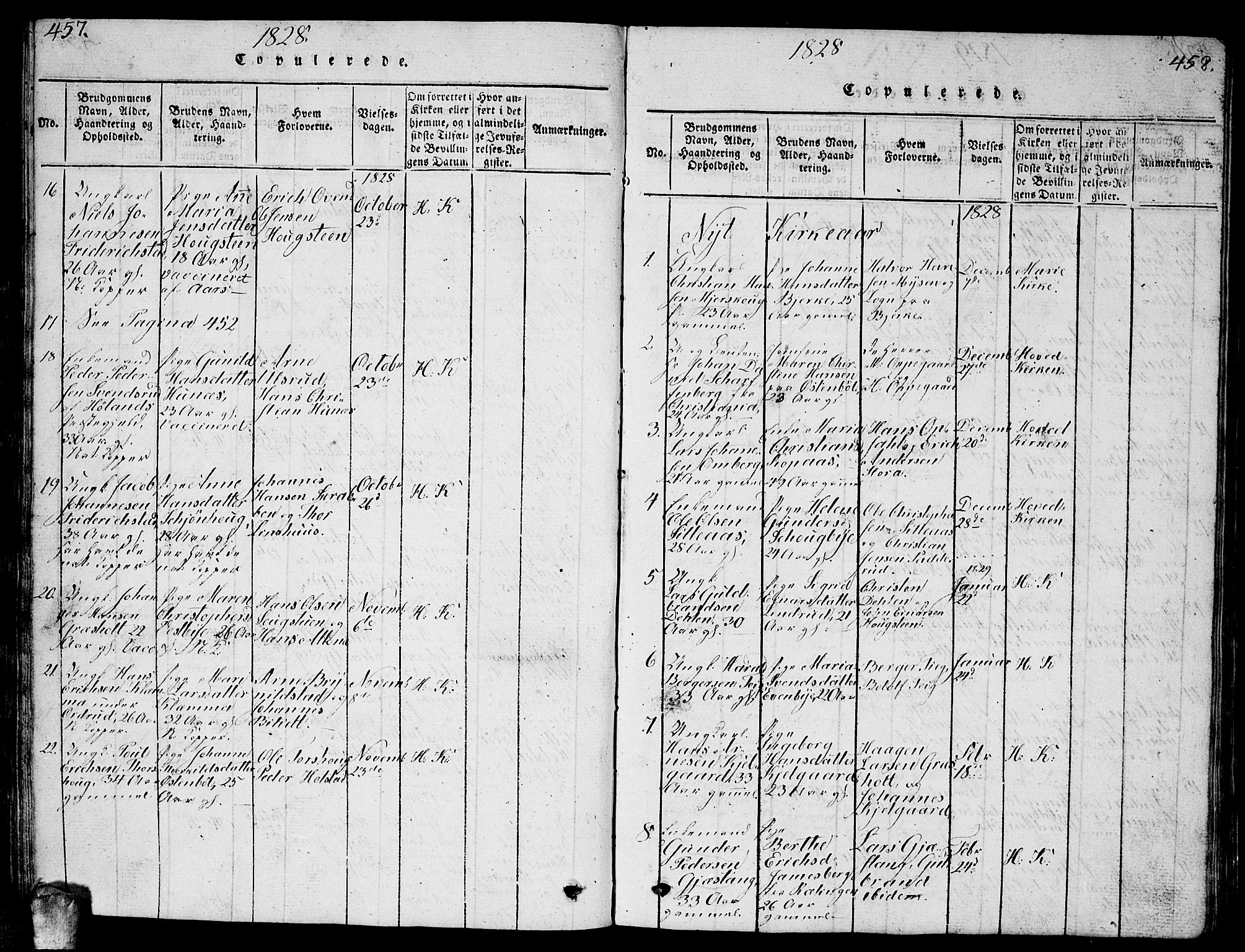 Enebakk prestekontor Kirkebøker, AV/SAO-A-10171c/G/Ga/L0001: Parish register (copy) no. I 1, 1815-1833, p. 457-458