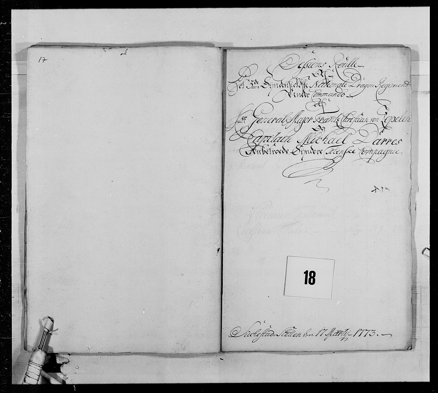 Generalitets- og kommissariatskollegiet, Det kongelige norske kommissariatskollegium, AV/RA-EA-5420/E/Eh/L0013: 3. Sønnafjelske dragonregiment, 1771-1773, p. 442