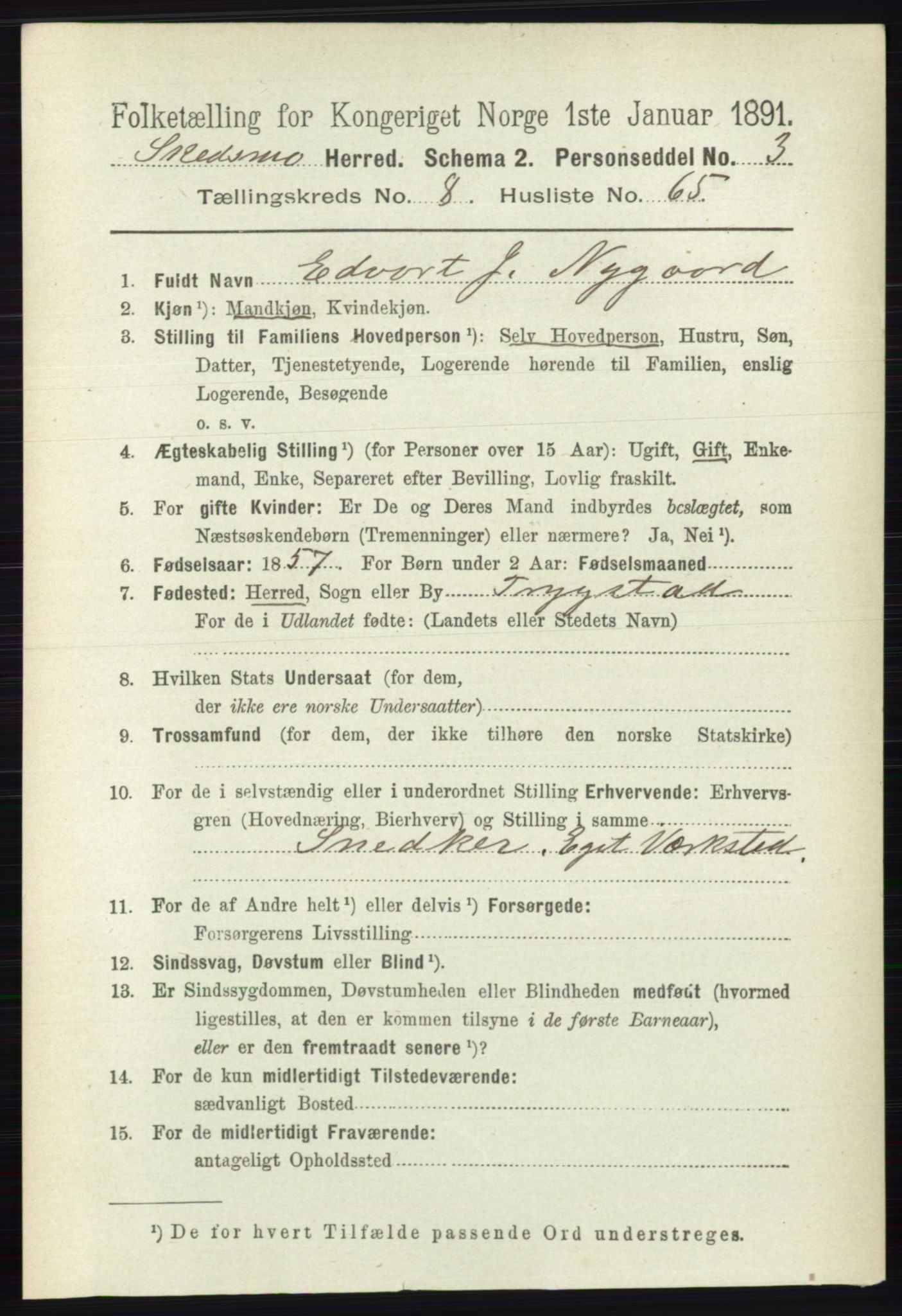 RA, 1891 census for 0231 Skedsmo, 1891, p. 4638