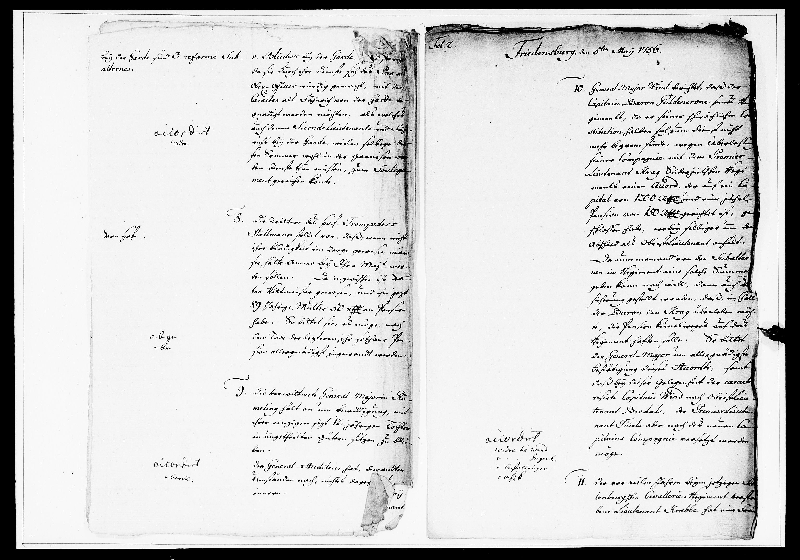 Krigskollegiet, Krigskancelliet, DRA/A-0006/-/1269-1282: Refererede sager, 1756, p. 258